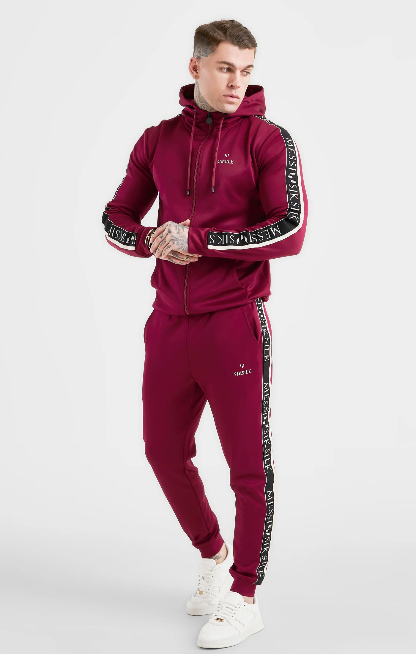 Messi x SikSilk Taped Pant - Burgundy - Image 3