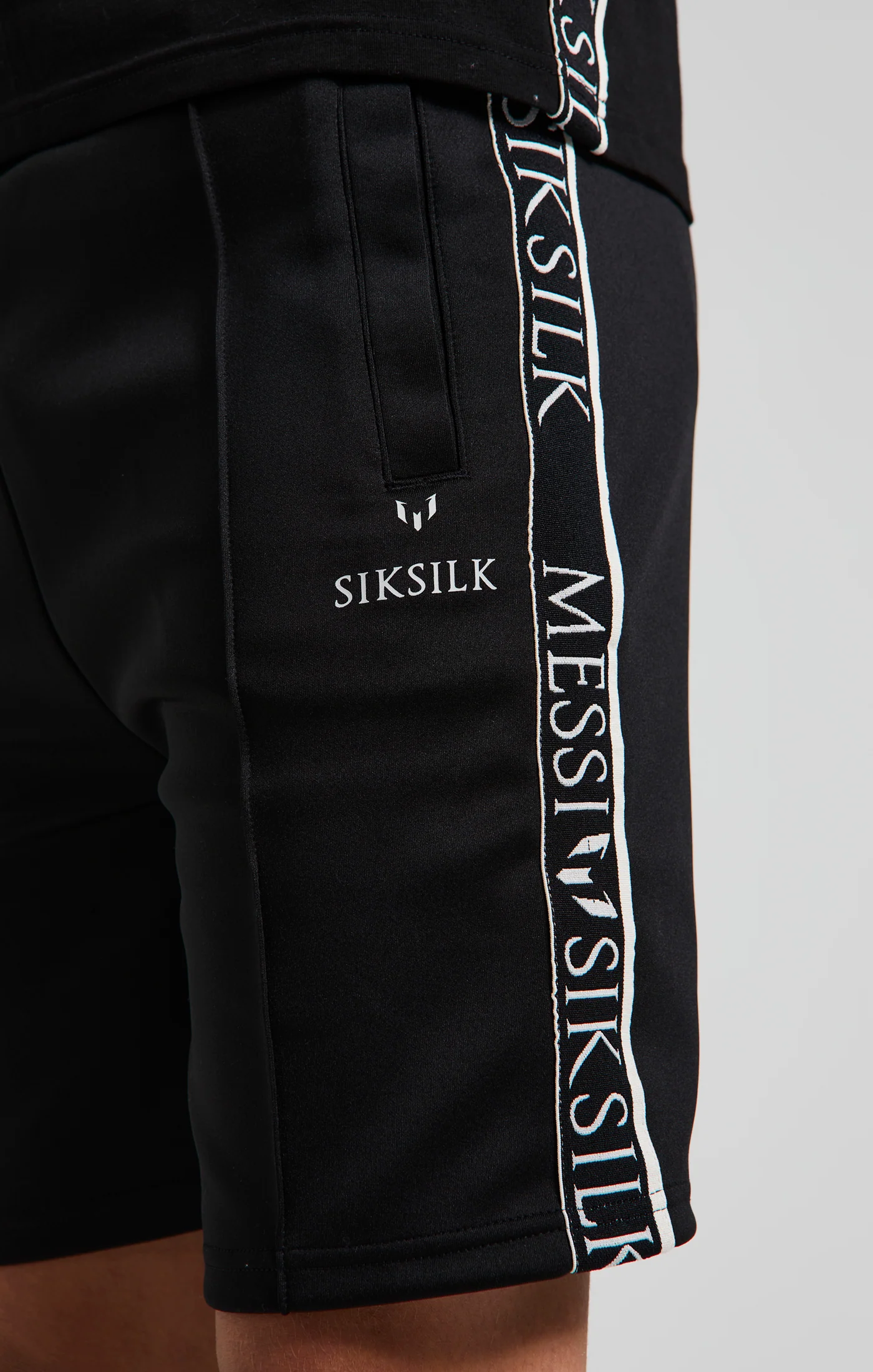 Boys Messi x SikSilk Black Taped Short - Image 3