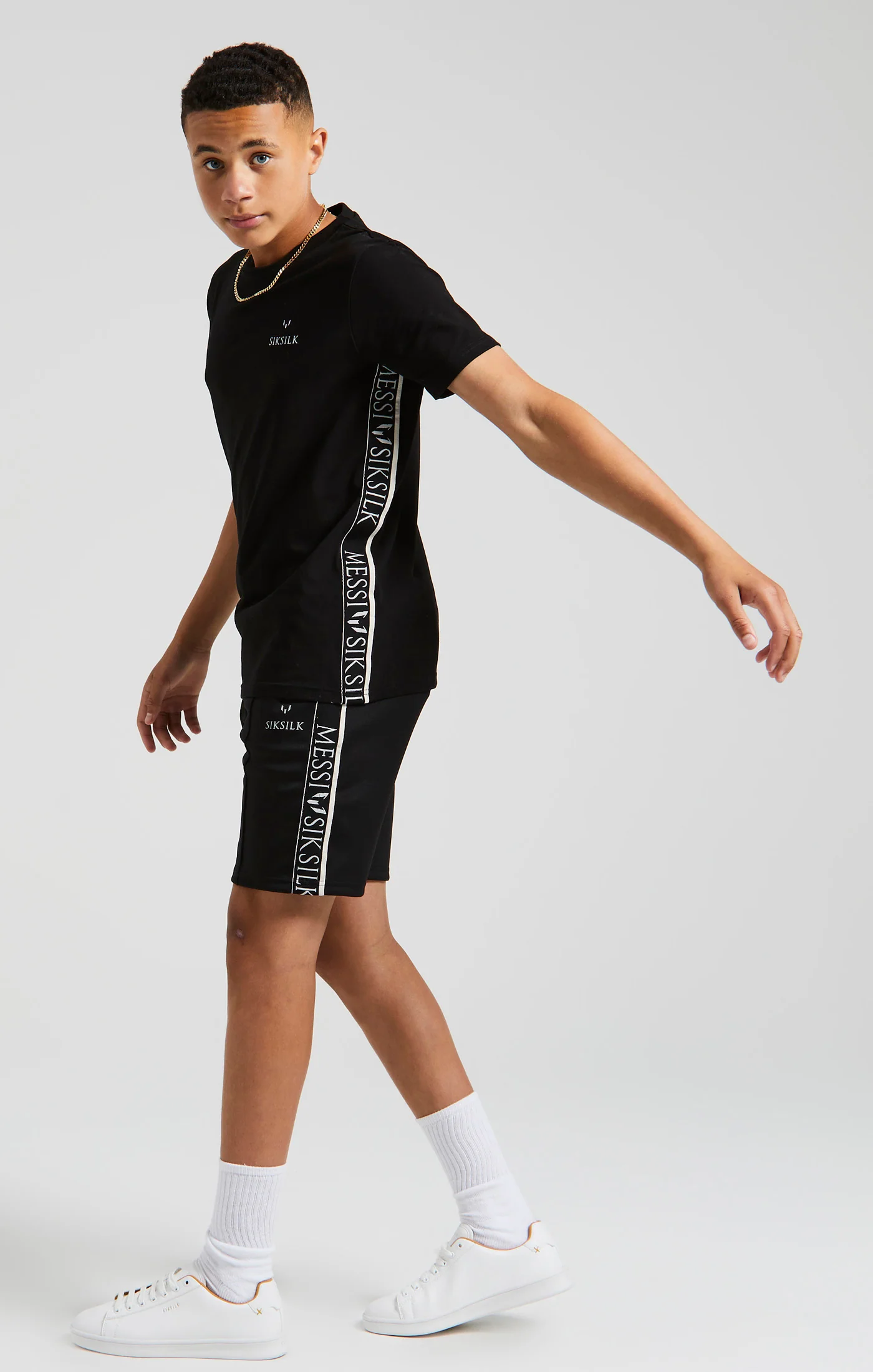 Boys Messi x SikSilk Black Taped Short - Image 5