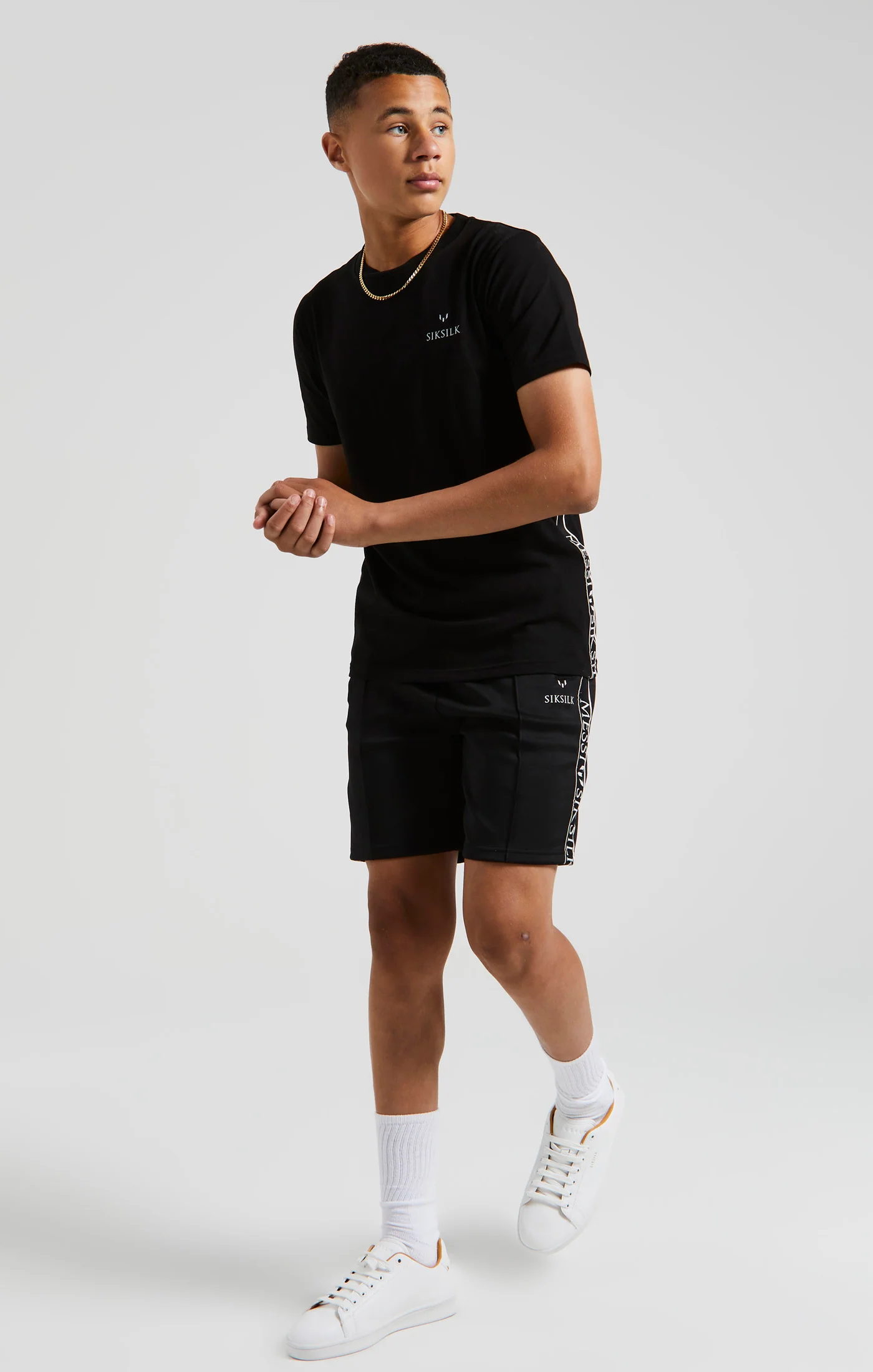 Boys Messi x SikSilk Black Taped Short - Image 6