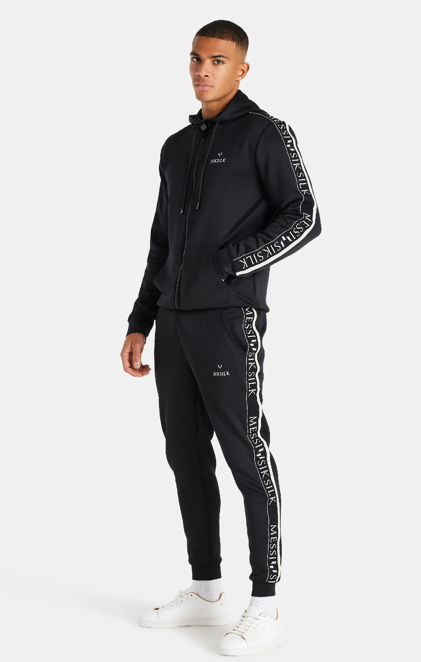 Messi x SikSilk Black Taped Zip Hoodie - Image 2