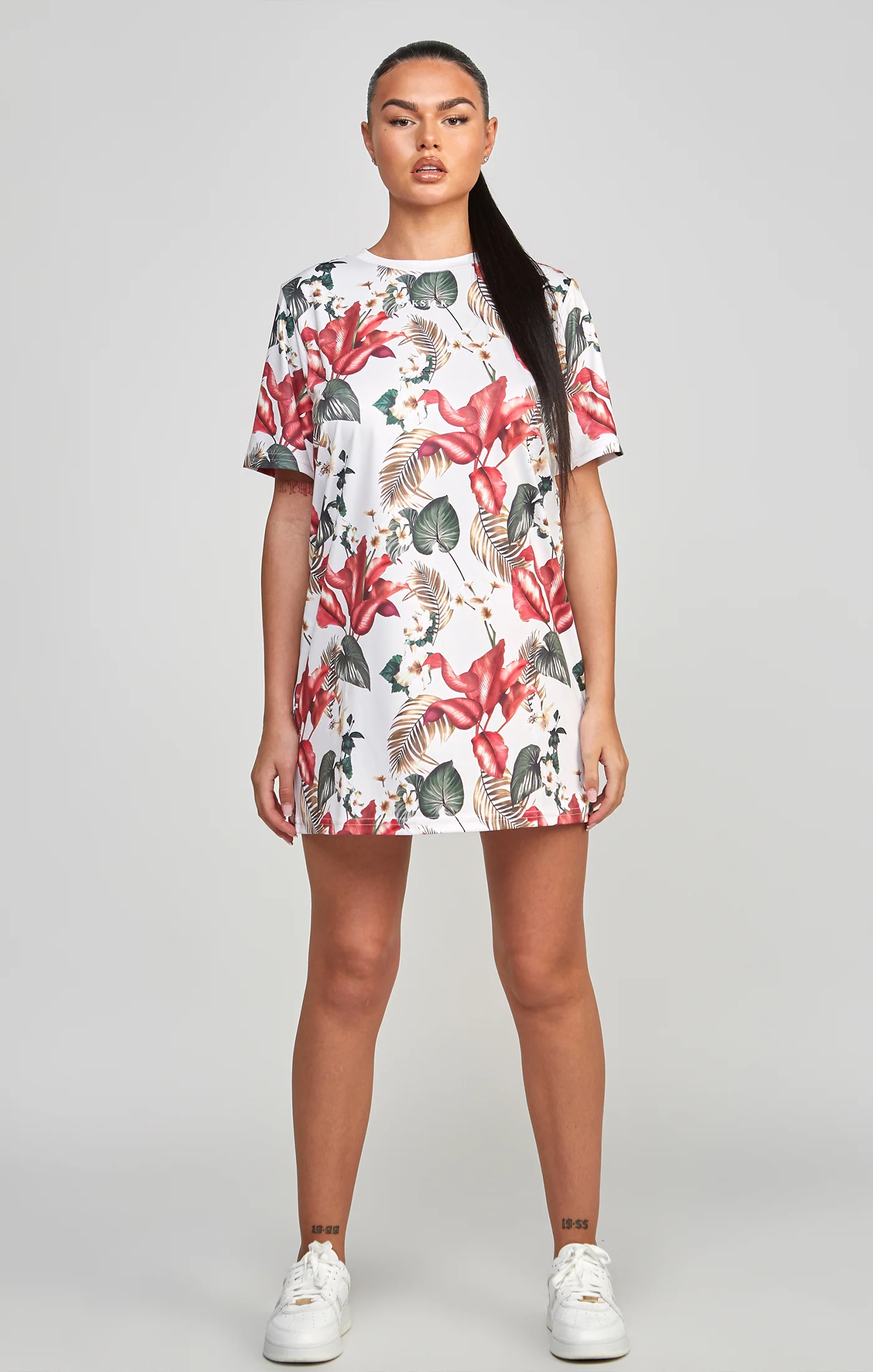 Multi Retro Tropics Print T-Shirt Dress - Image 3