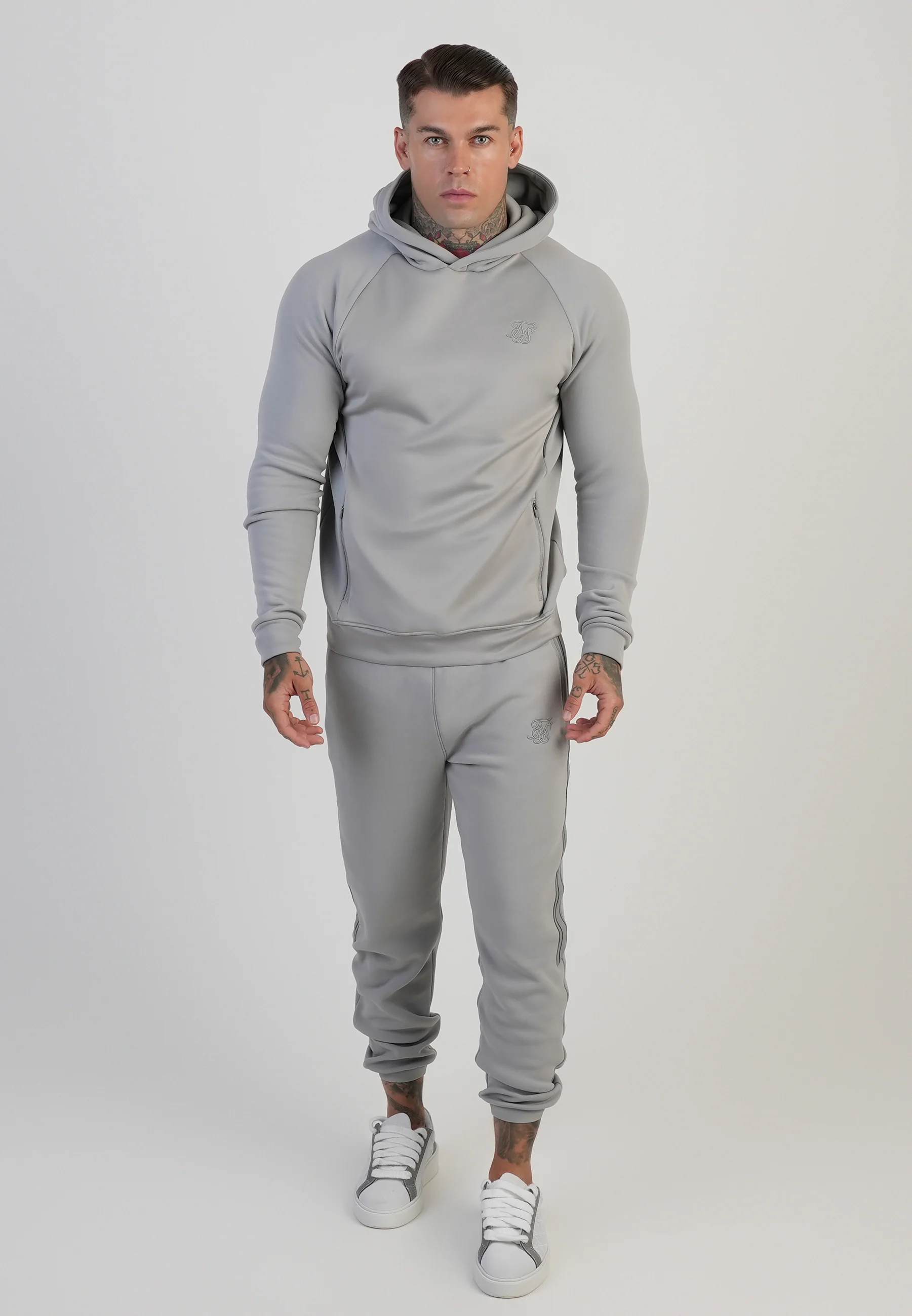 Grey Muscle Fit Hoodie - Image 3