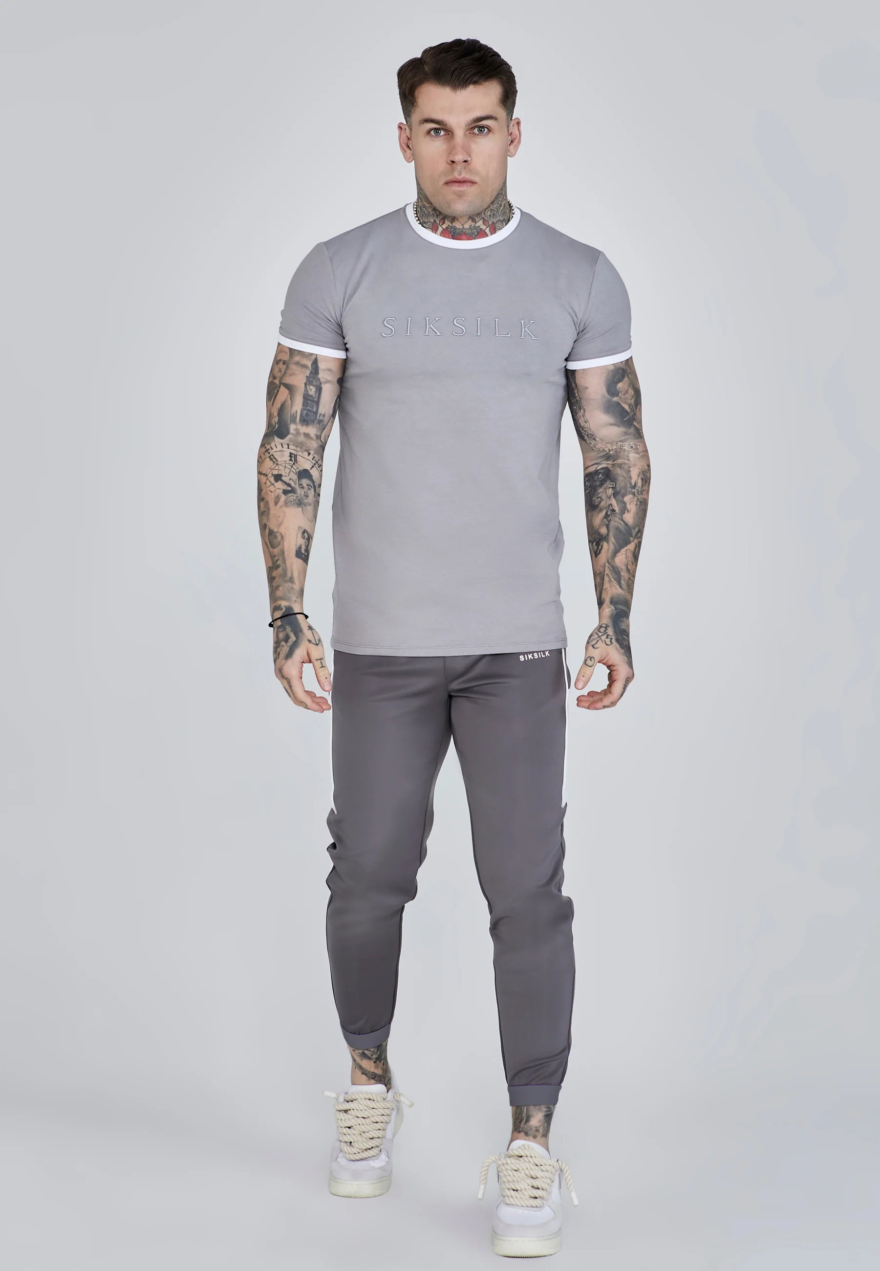 Grey Muscle Fit Joggers - Image 2