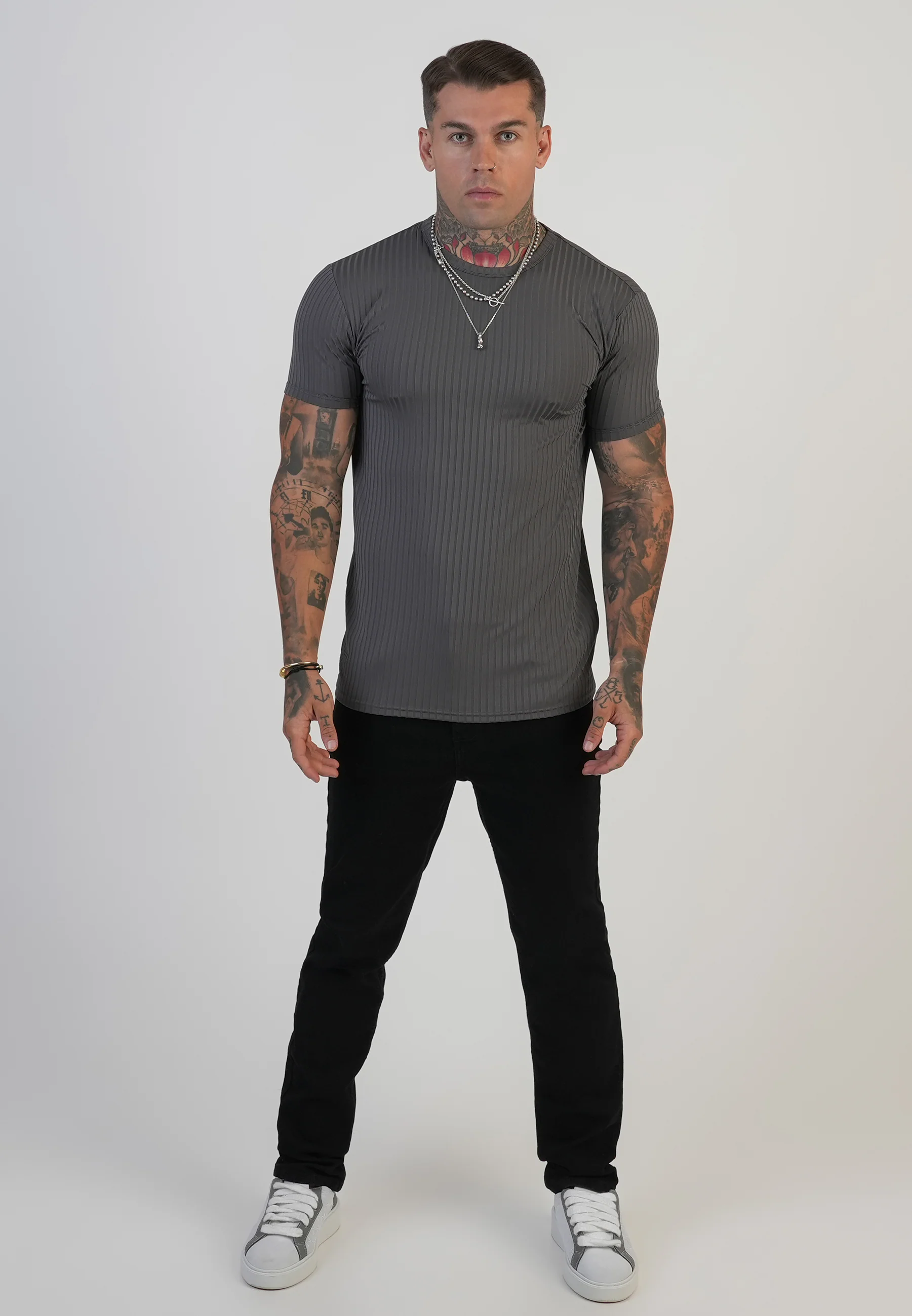 Grey Muscle Fit T-Shirt - Image 3