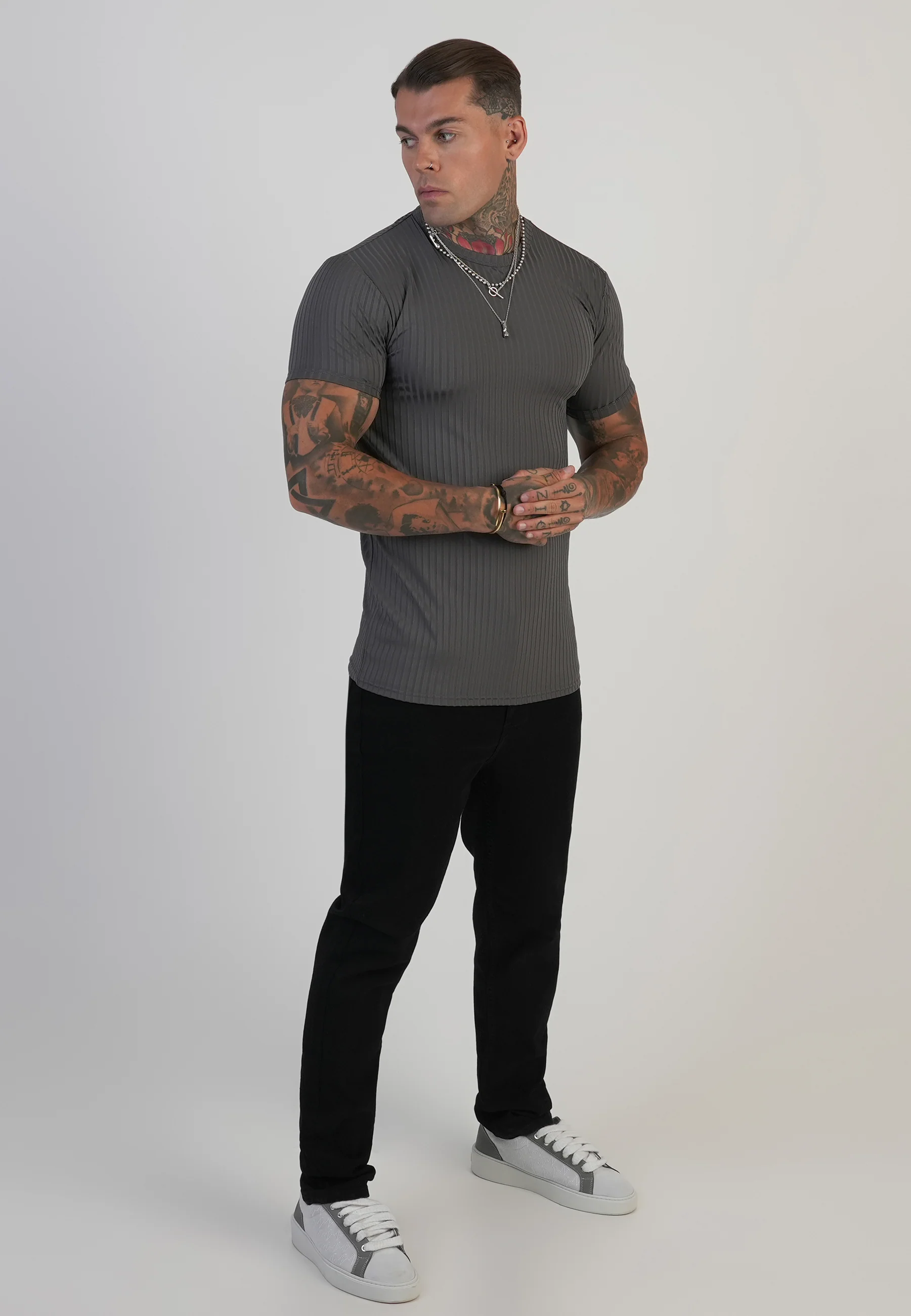 Grey Muscle Fit T-Shirt - Image 4