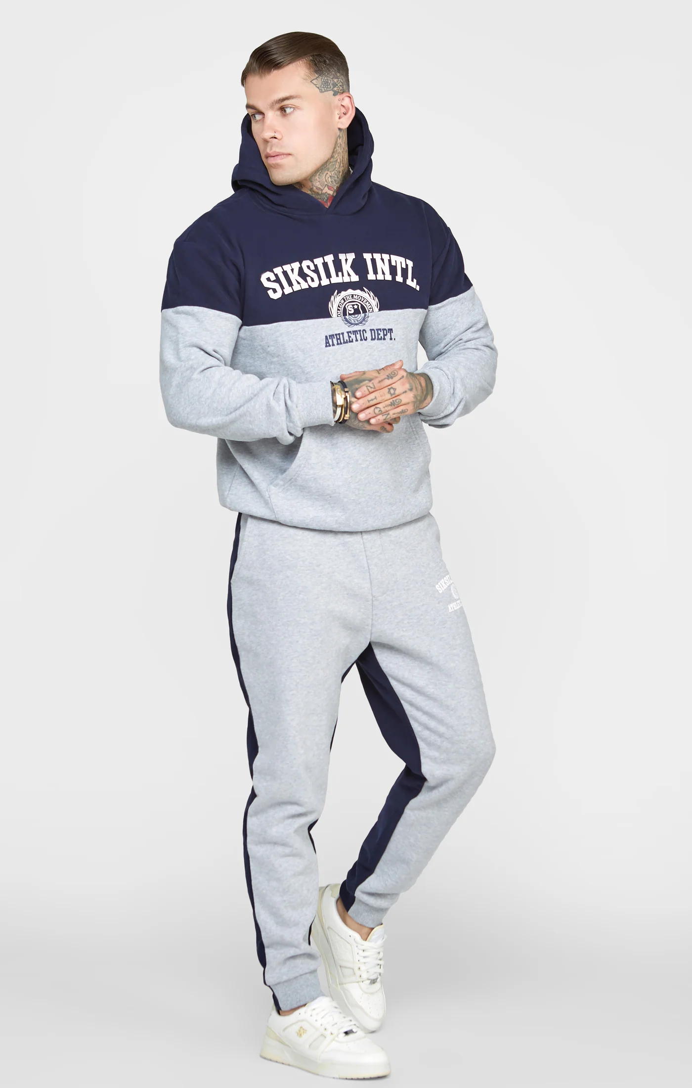 Navy Cut And Sew Oversized Hoodie - Image 3