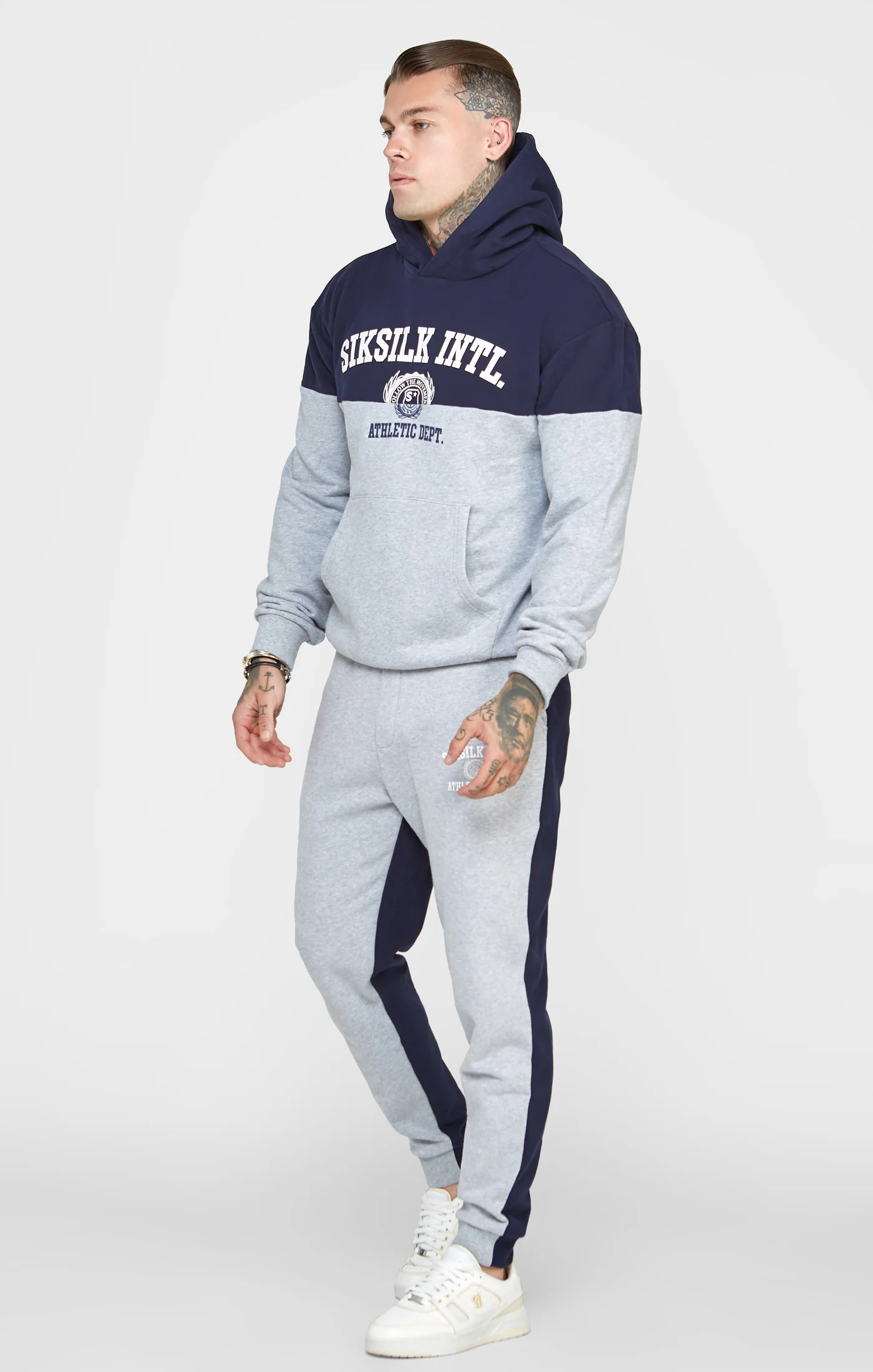 Navy Cut And Sew Oversized Hoodie - Image 4