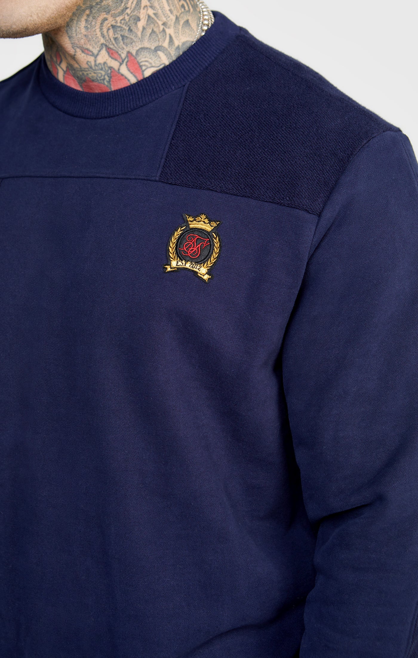 Navy Cut And Sew Reverse Oversized Sweat - Image 2