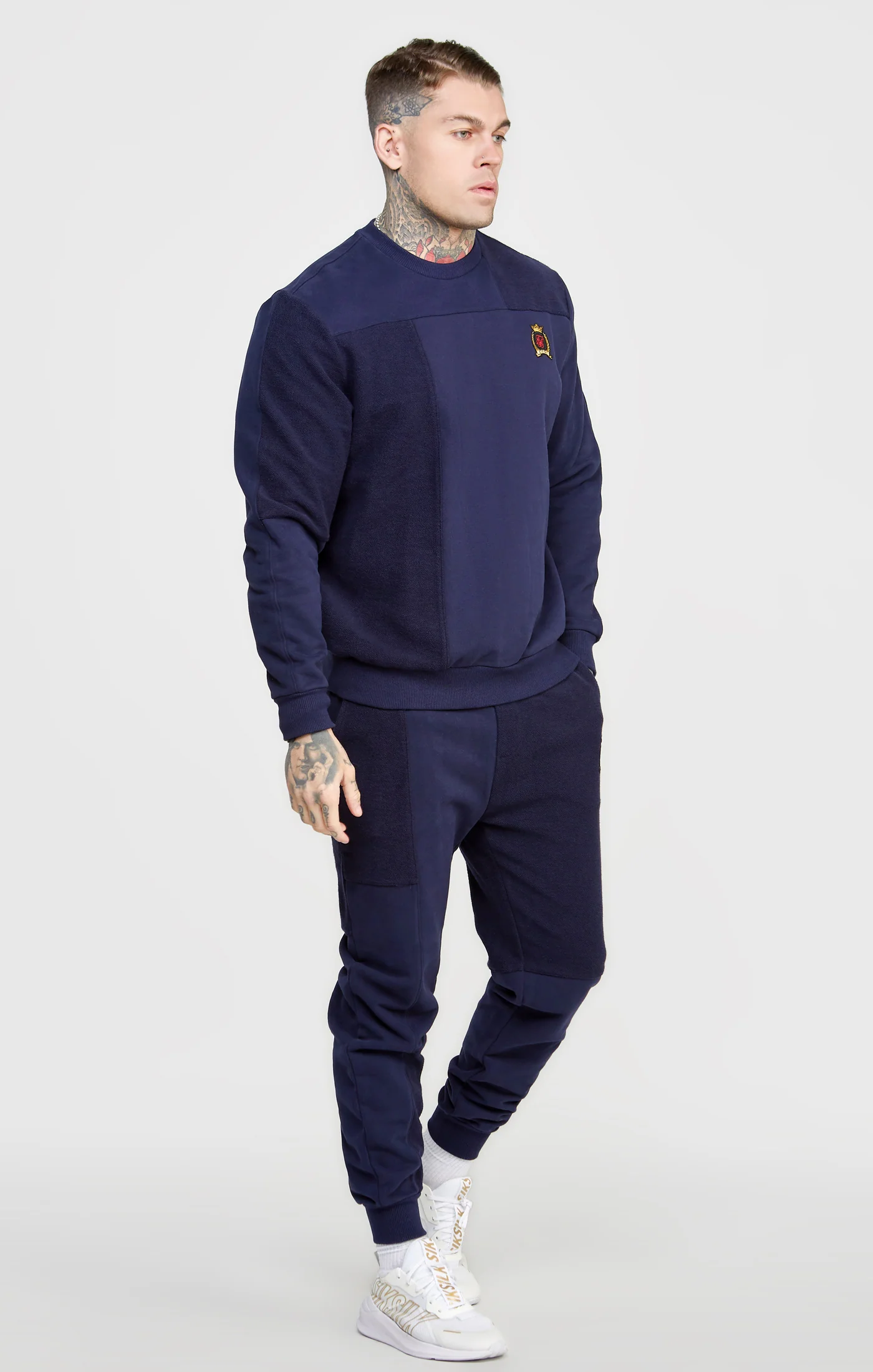 Navy Cut And Sew Reverse Oversized Sweat - Image 3