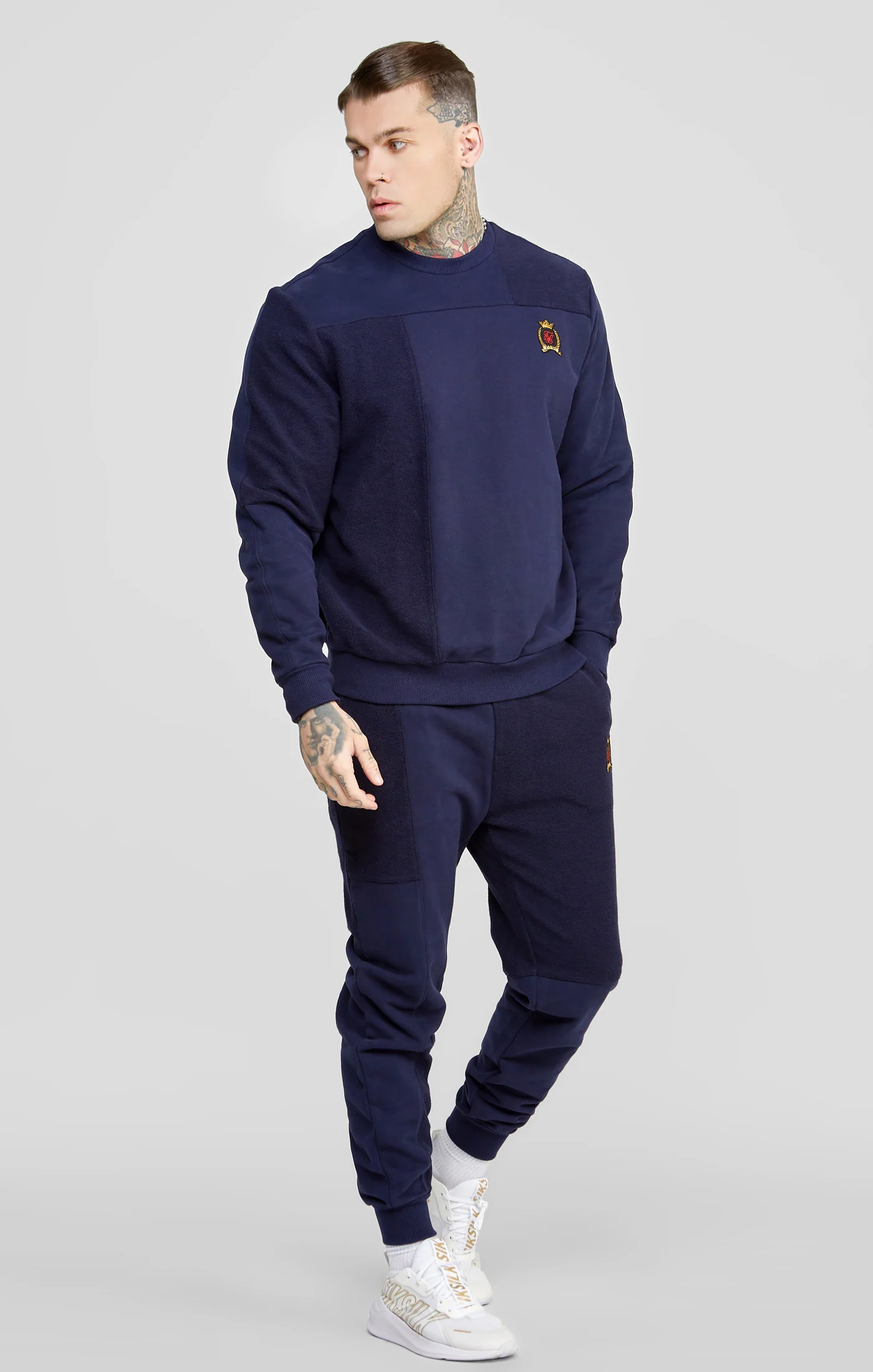 Navy Cut And Sew Reverse Oversized Sweat - Image 4