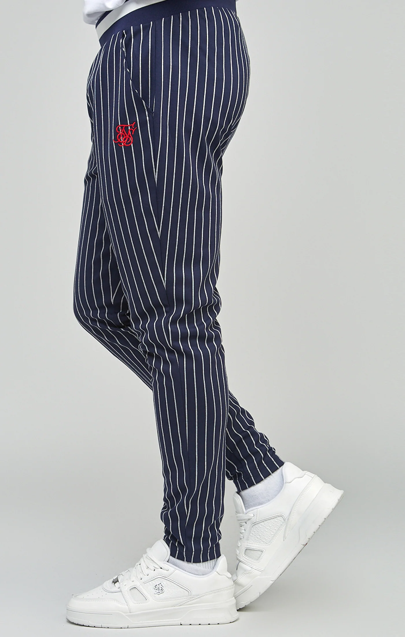 Navy Pinstipe Elasticated Waist Pant - Image 2