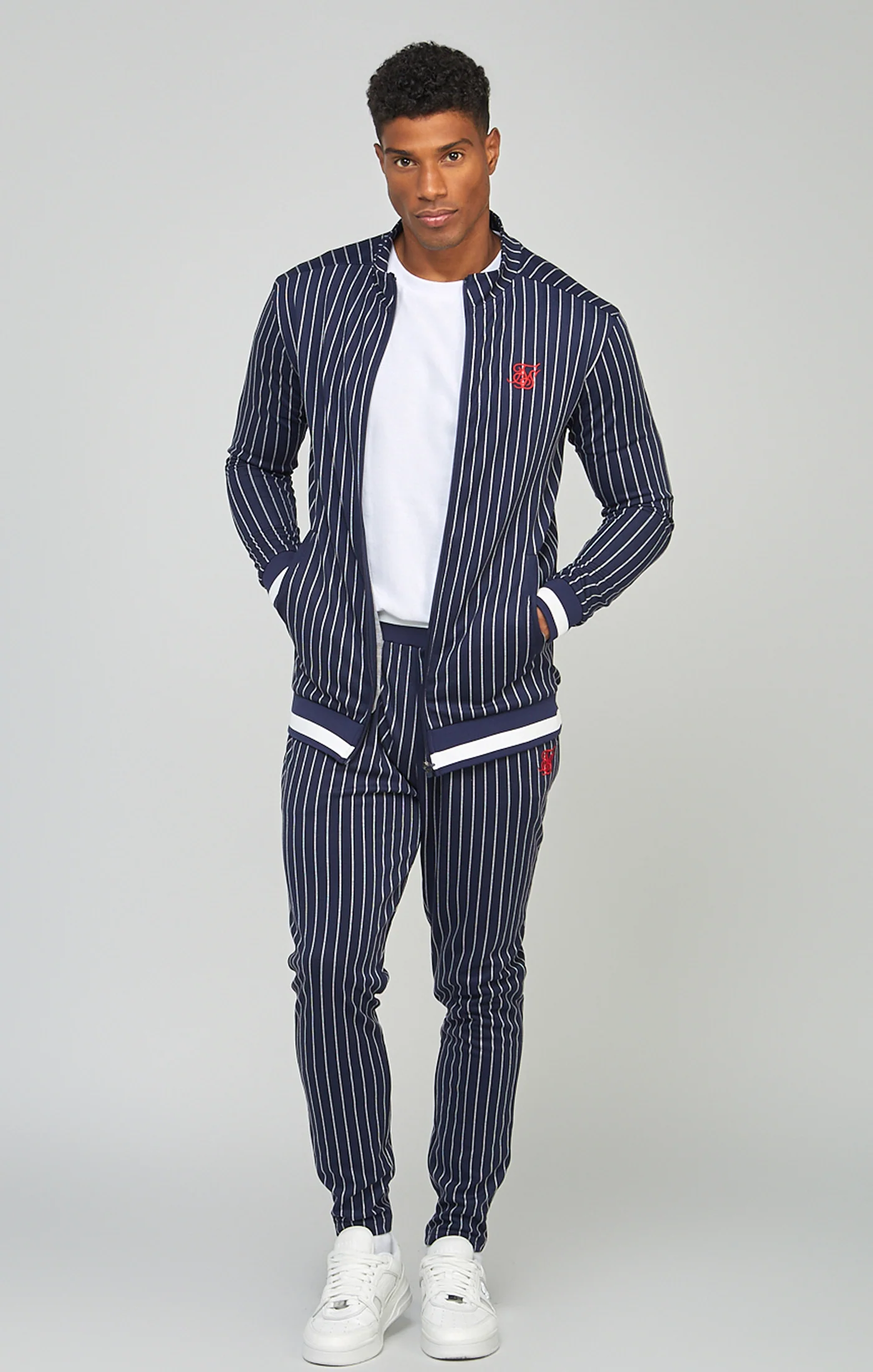 Navy Pinstipe Elasticated Waist Pant - Image 3