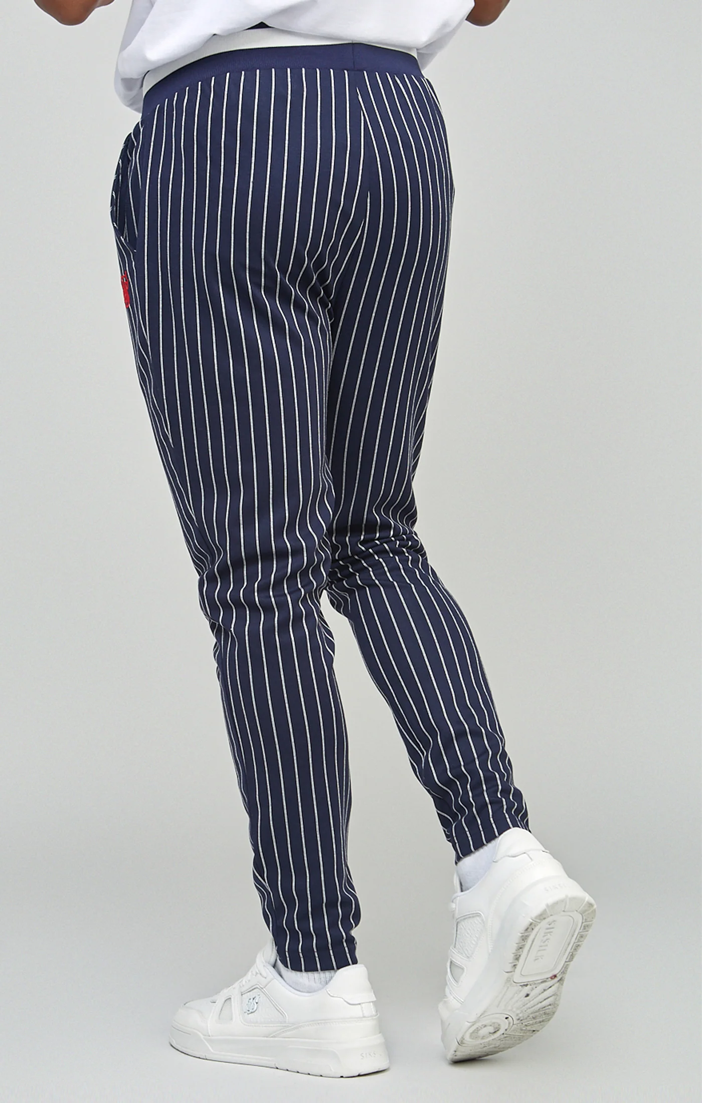 Navy Pinstipe Elasticated Waist Pant - Image 4