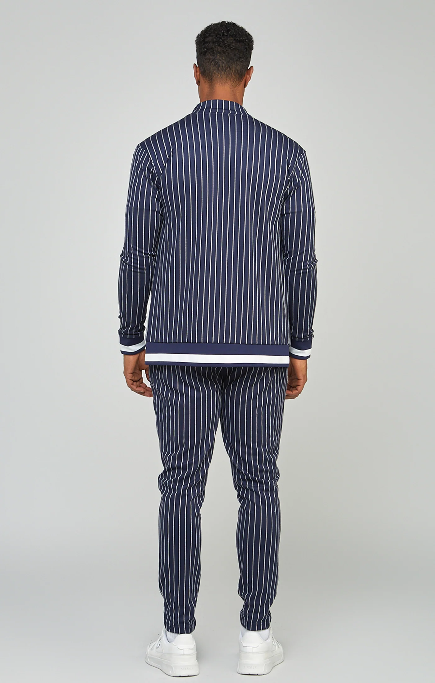 Navy Pinstipe Elasticated Waist Pant - Image 5