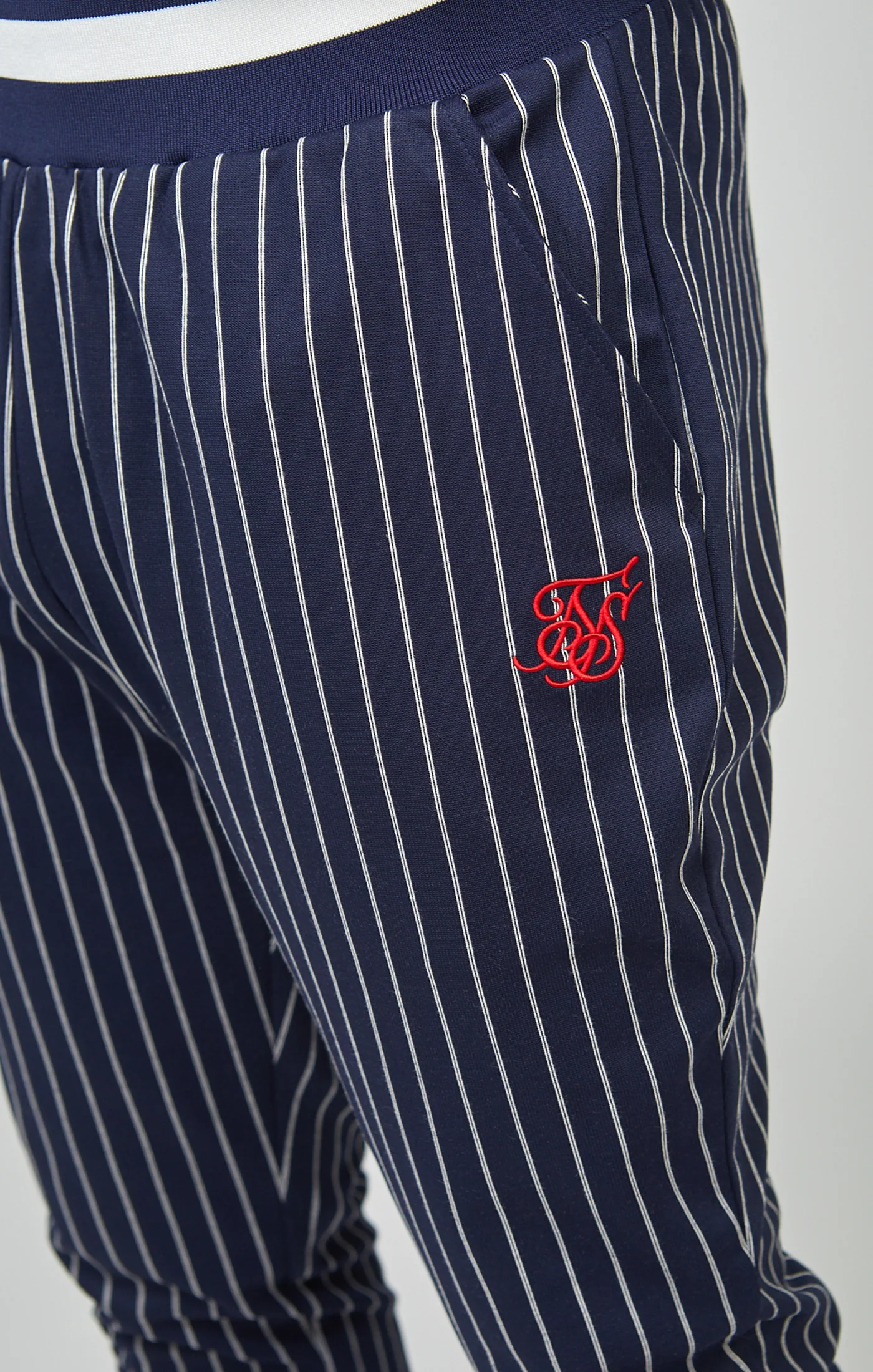 Navy Pinstipe Elasticated Waist Pant - Image 6