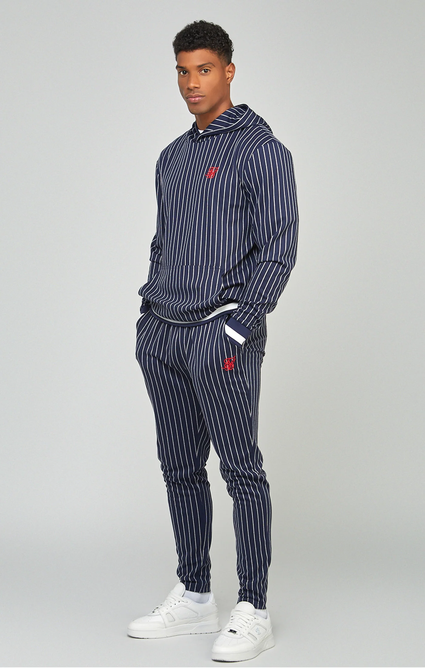 Navy Pinstripe Hoodie - Image 2