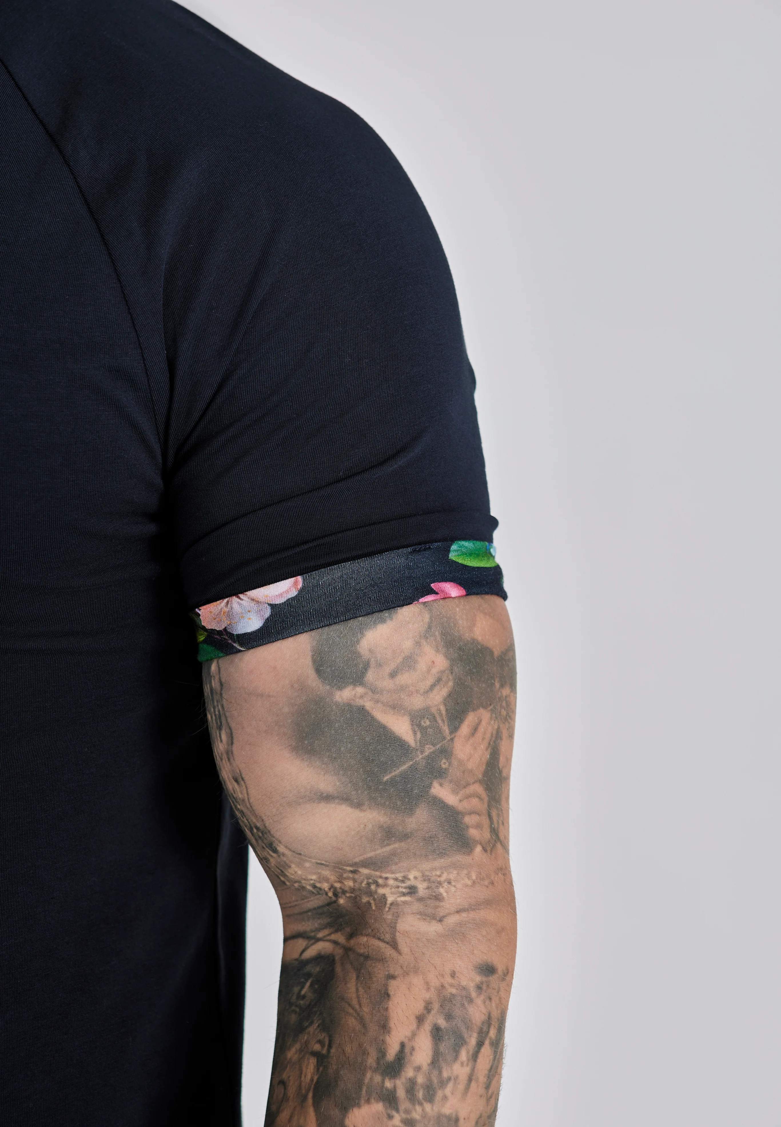 Navy Roll Sleeve T-Shirt - Image 2