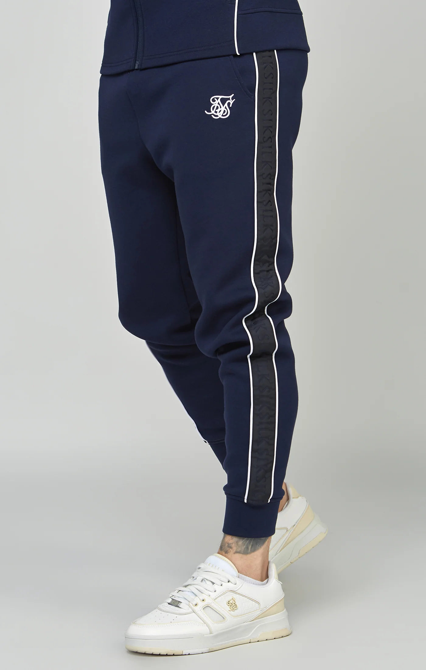 Navy Taped Zip Thru Hoodie & Jogger Set - Image 3