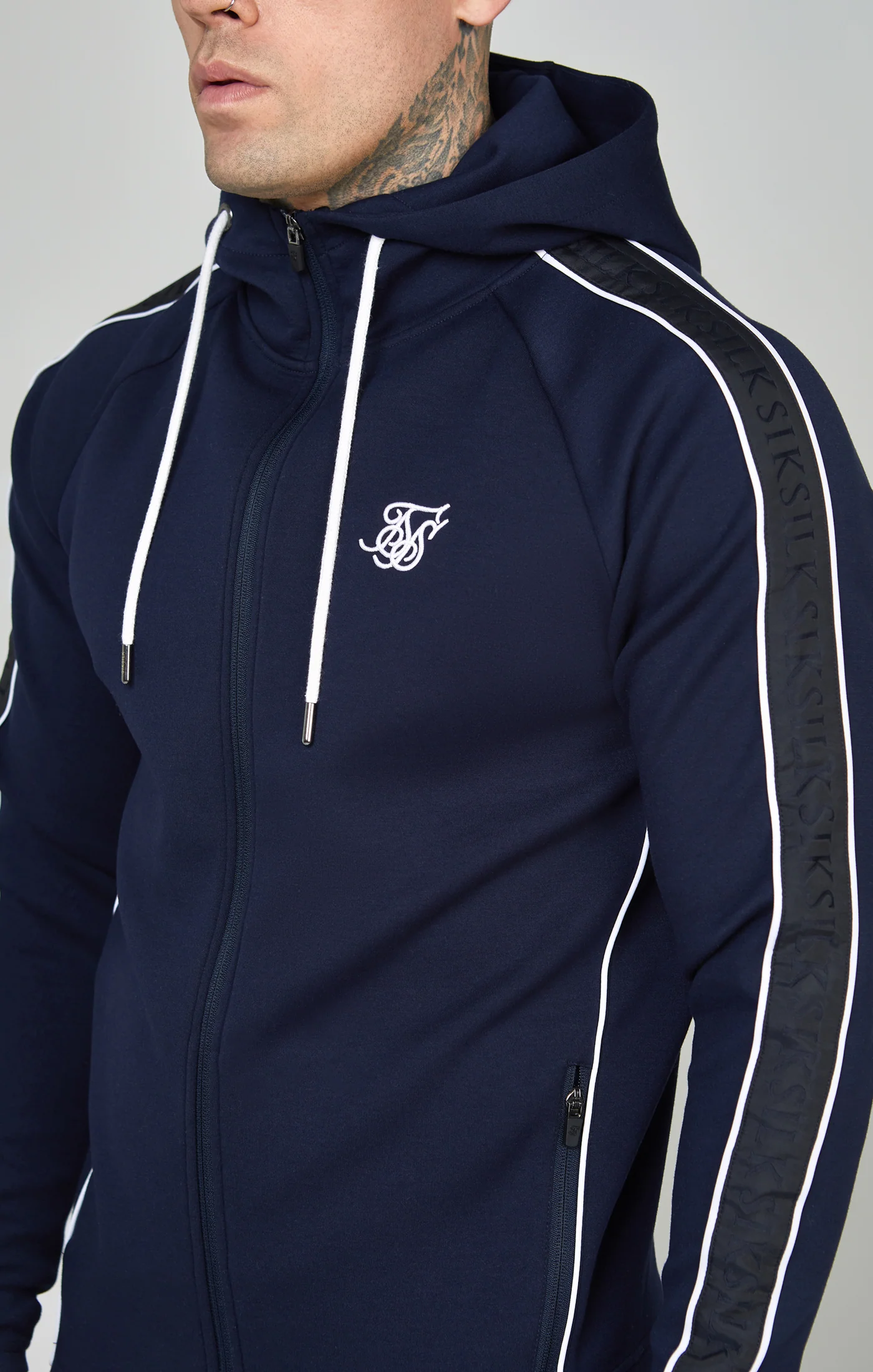 Navy Taped Zip Thru Hoodie & Jogger Set - Image 6