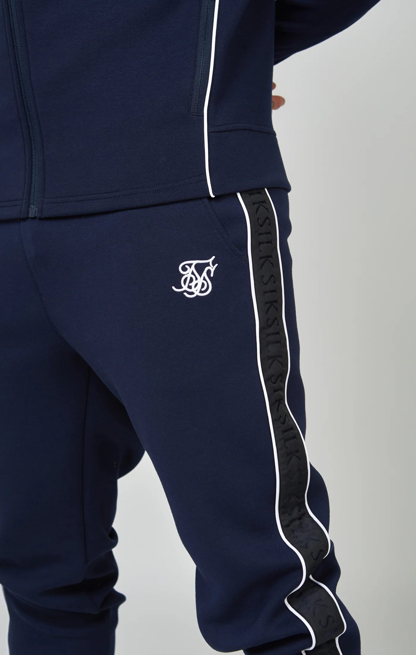 Navy Taped Zip Thru Hoodie & Jogger Set - Image 7
