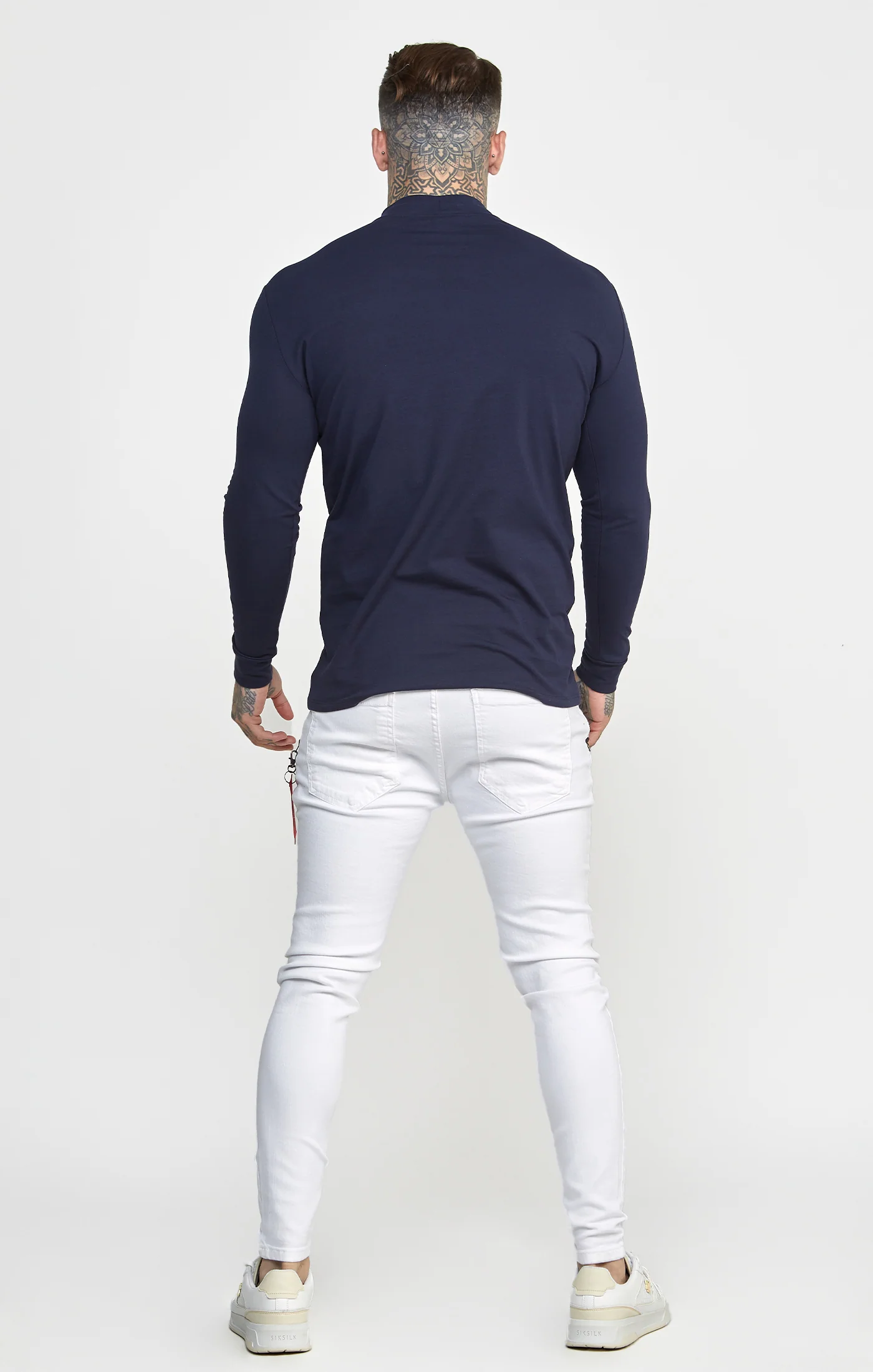 Navy Twin Pack Long Sleeve High Neck Muscle Fit T-Shirt - Image 6