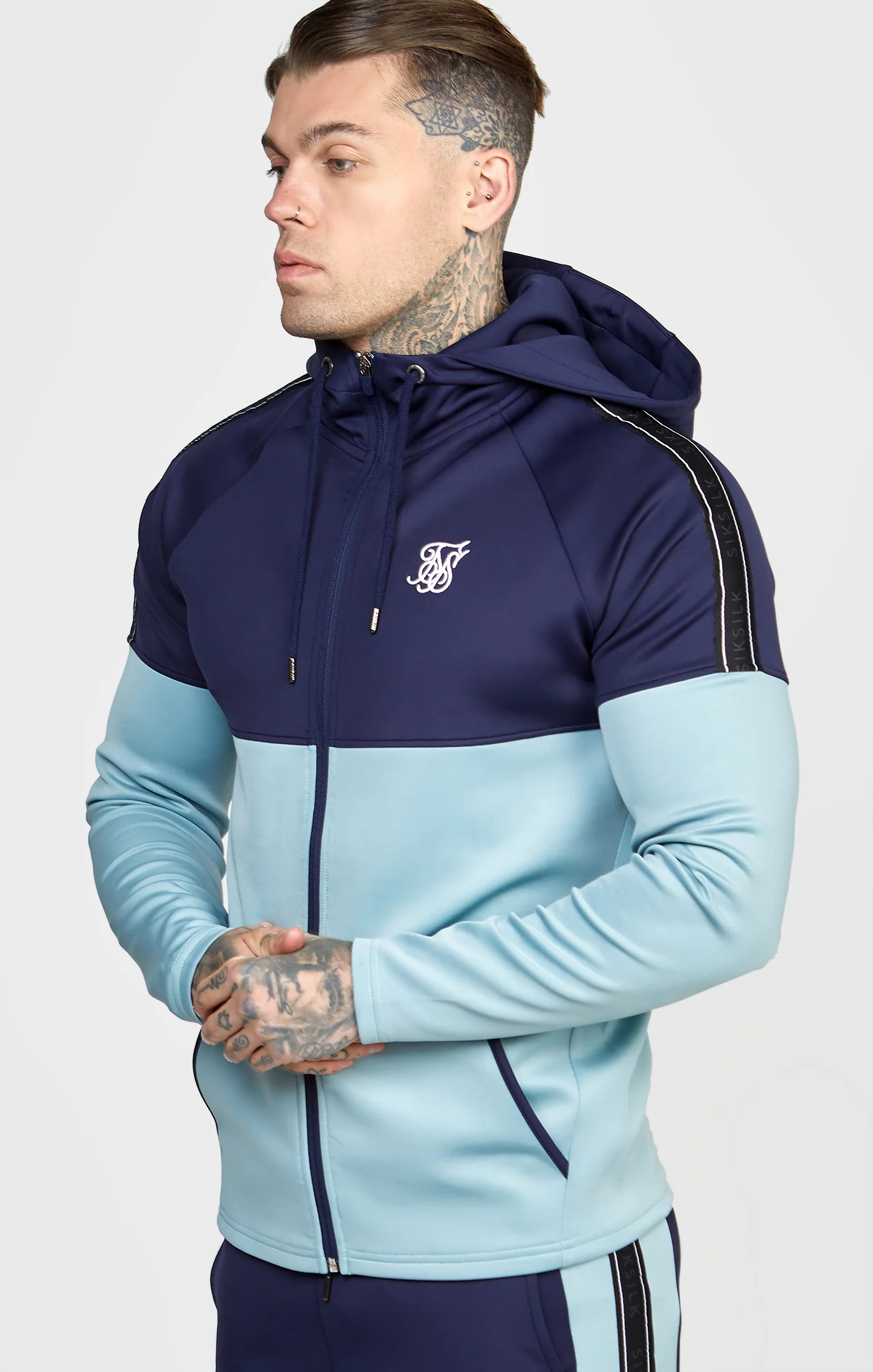 Navy Zip Through Hoodie And Jogger Tracksuit Set - Image 2