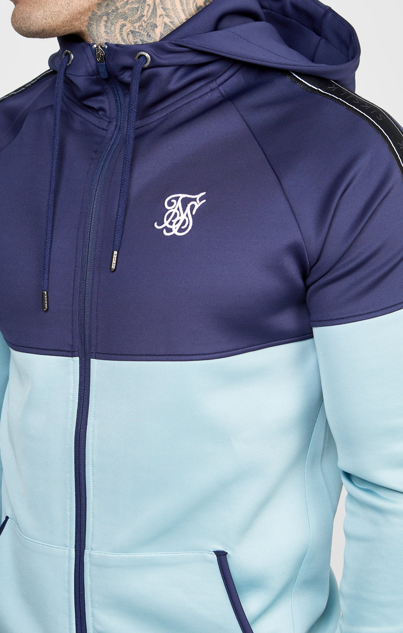 Navy Zip Through Hoodie And Jogger Tracksuit Set - Image 8
