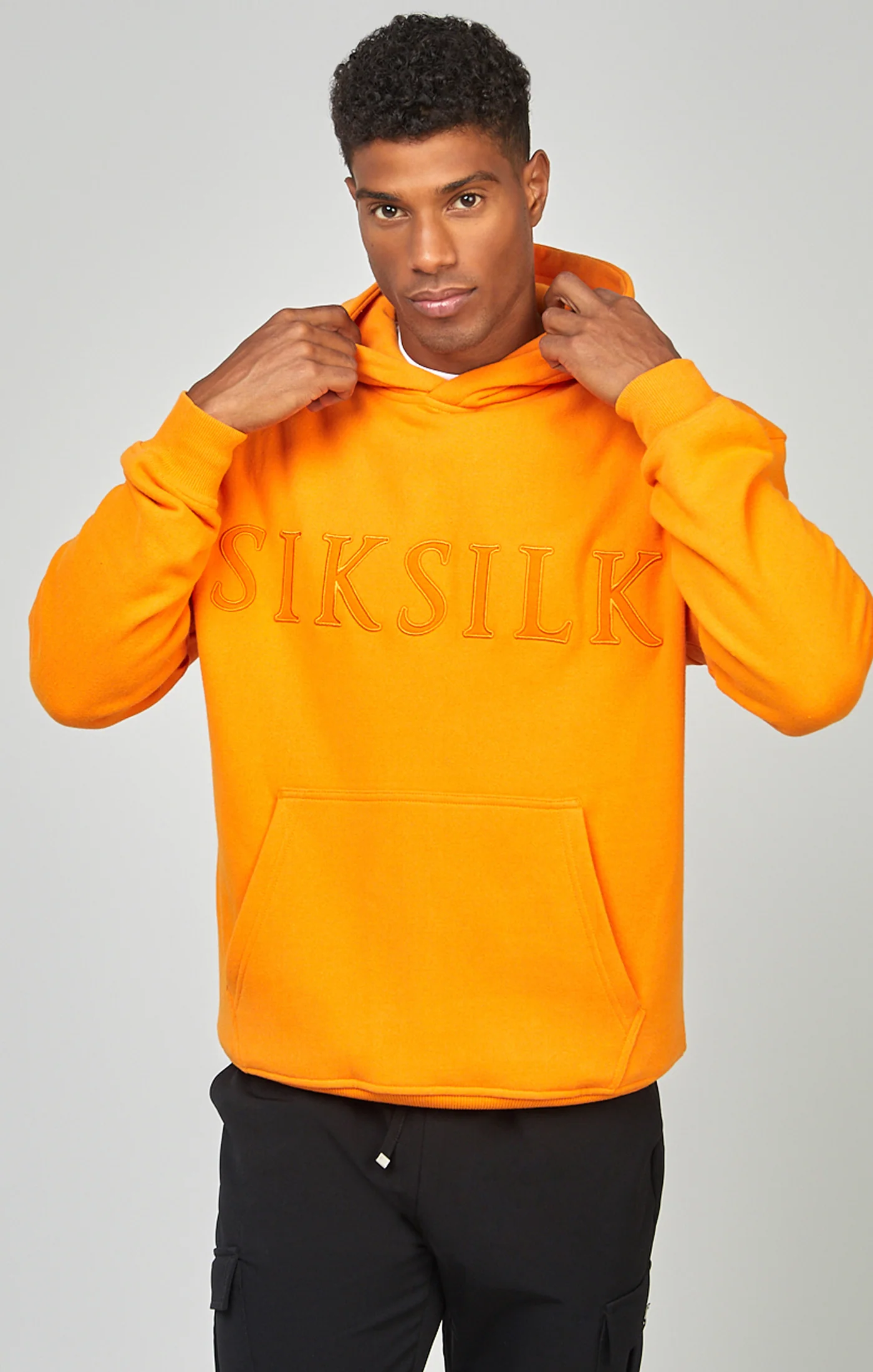 Orange Applique Logo Relaxed Fit Overhead Hoodie - Image 4