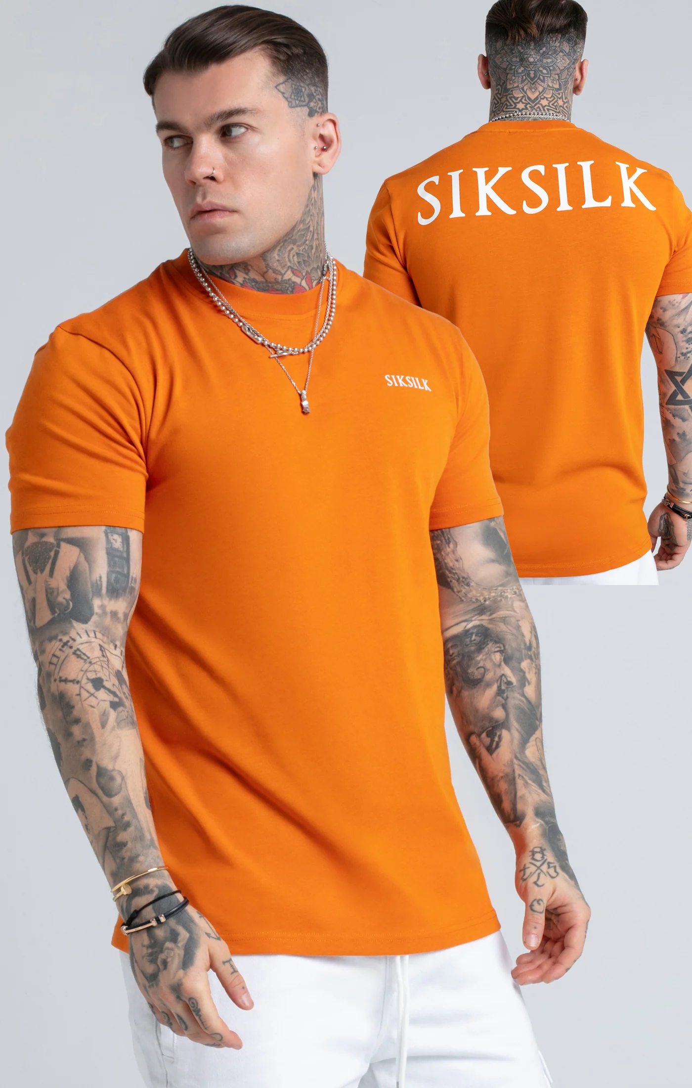 Orange Printed Logo Relaxed Fit T-Shirt