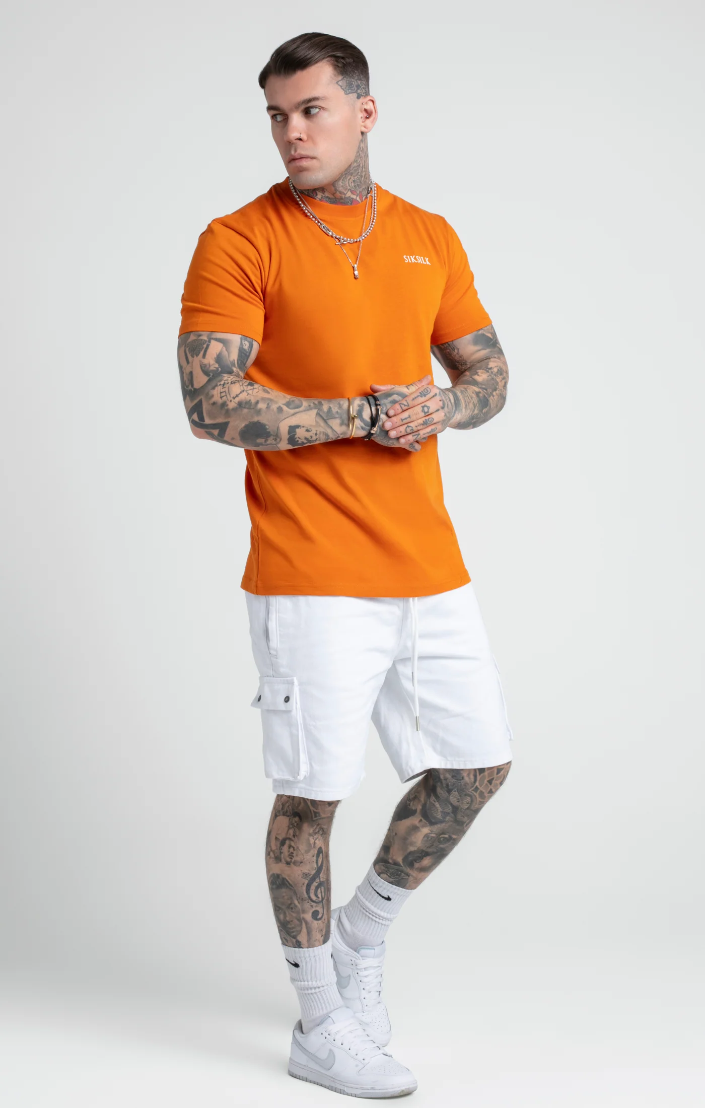 Orange Printed Logo Relaxed Fit T-Shirt - Image 2