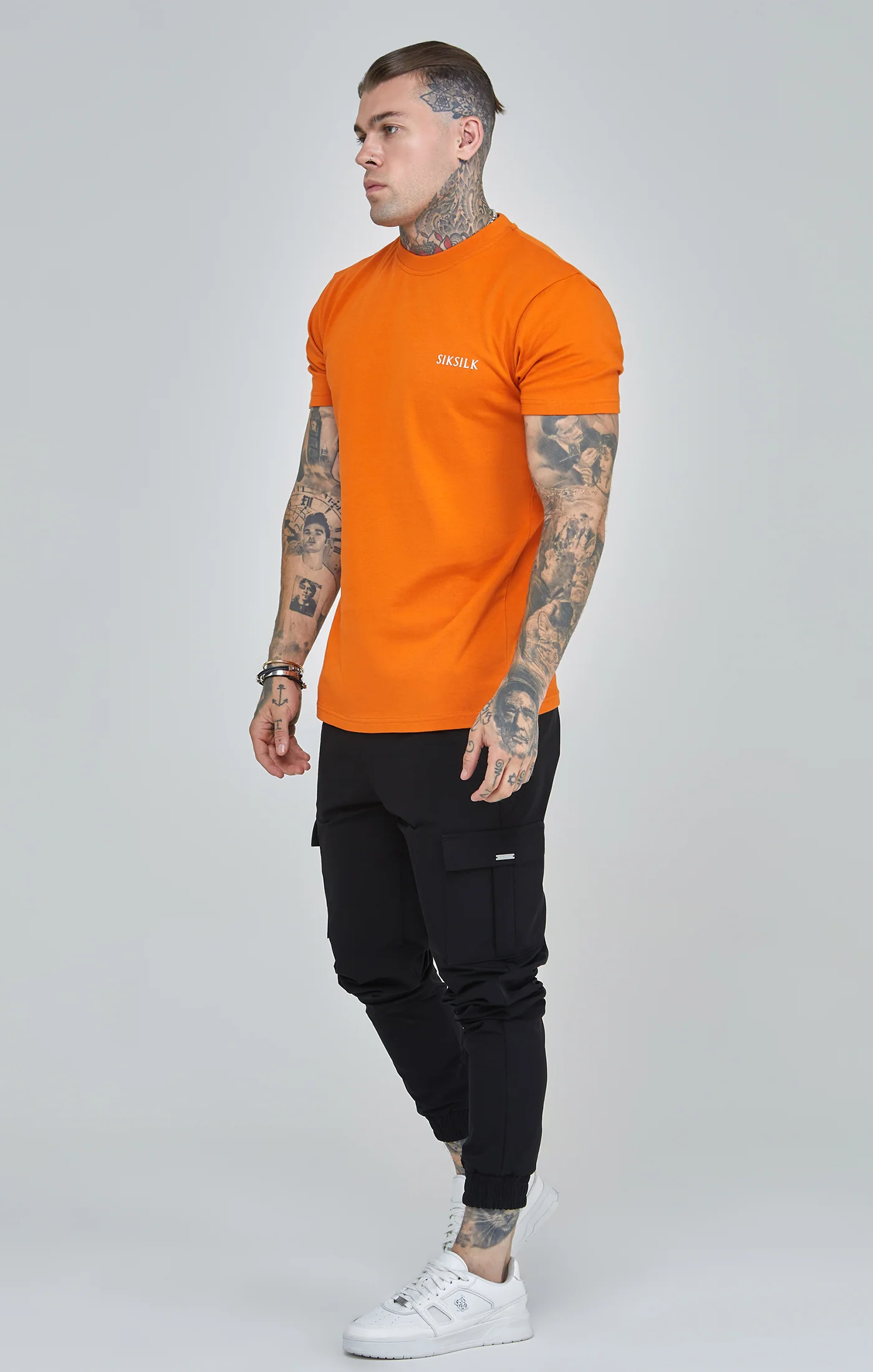 Orange Printed Logo Relaxed Fit T-Shirt - Image 4