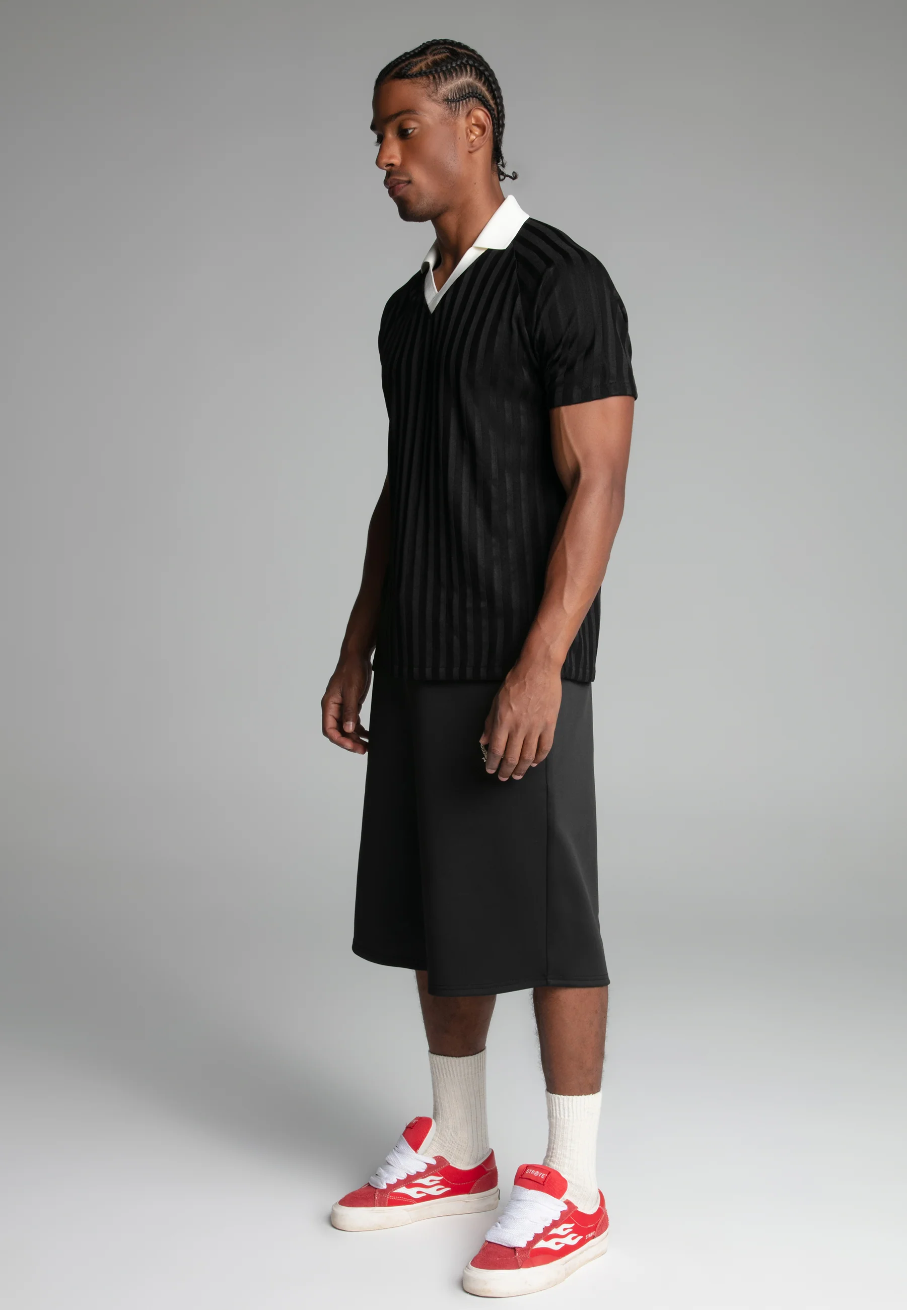 Black Oversized Poly Shorts - Image 4