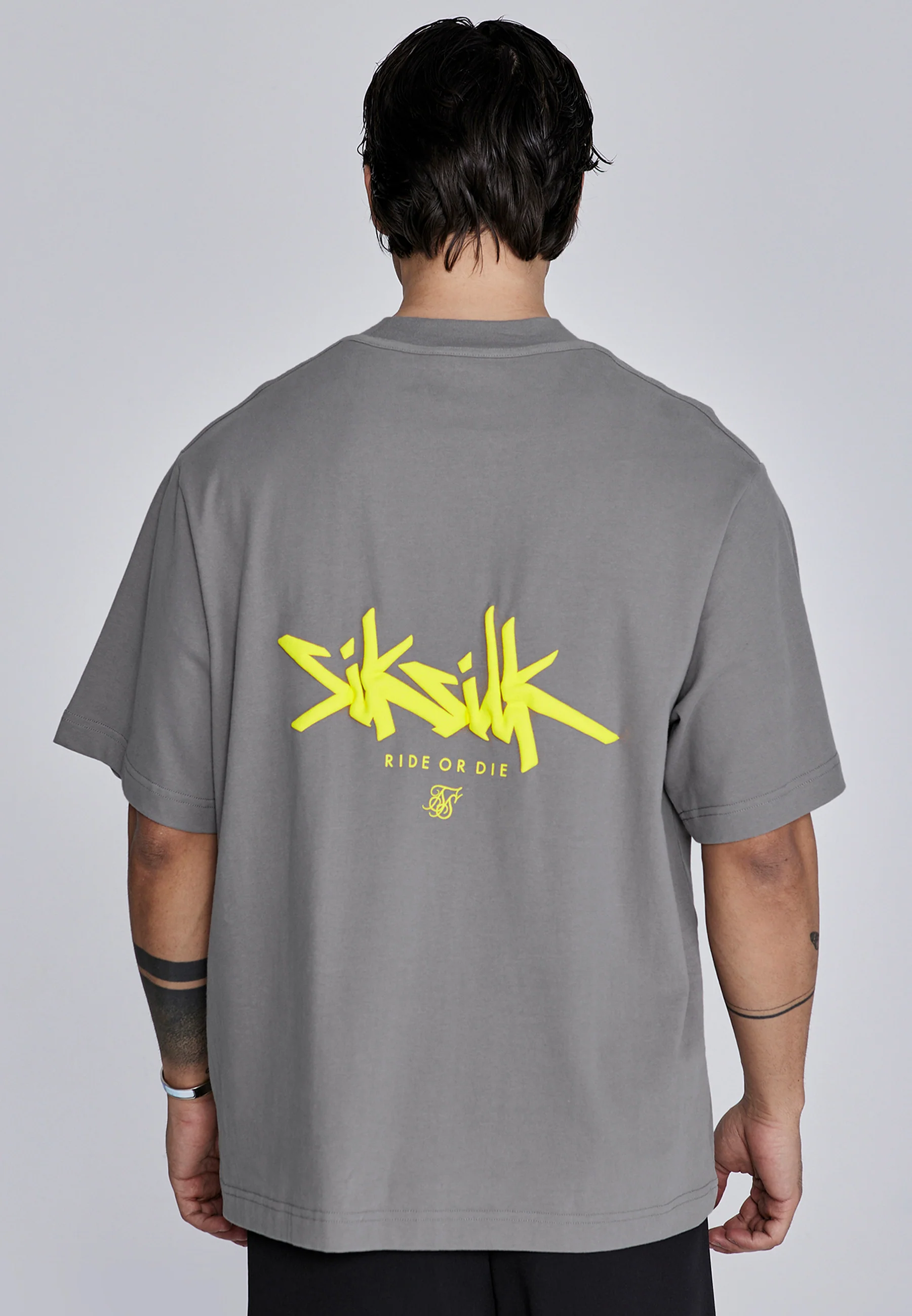 Grey Neon Yellow Oversized T-Shirt - Image 2