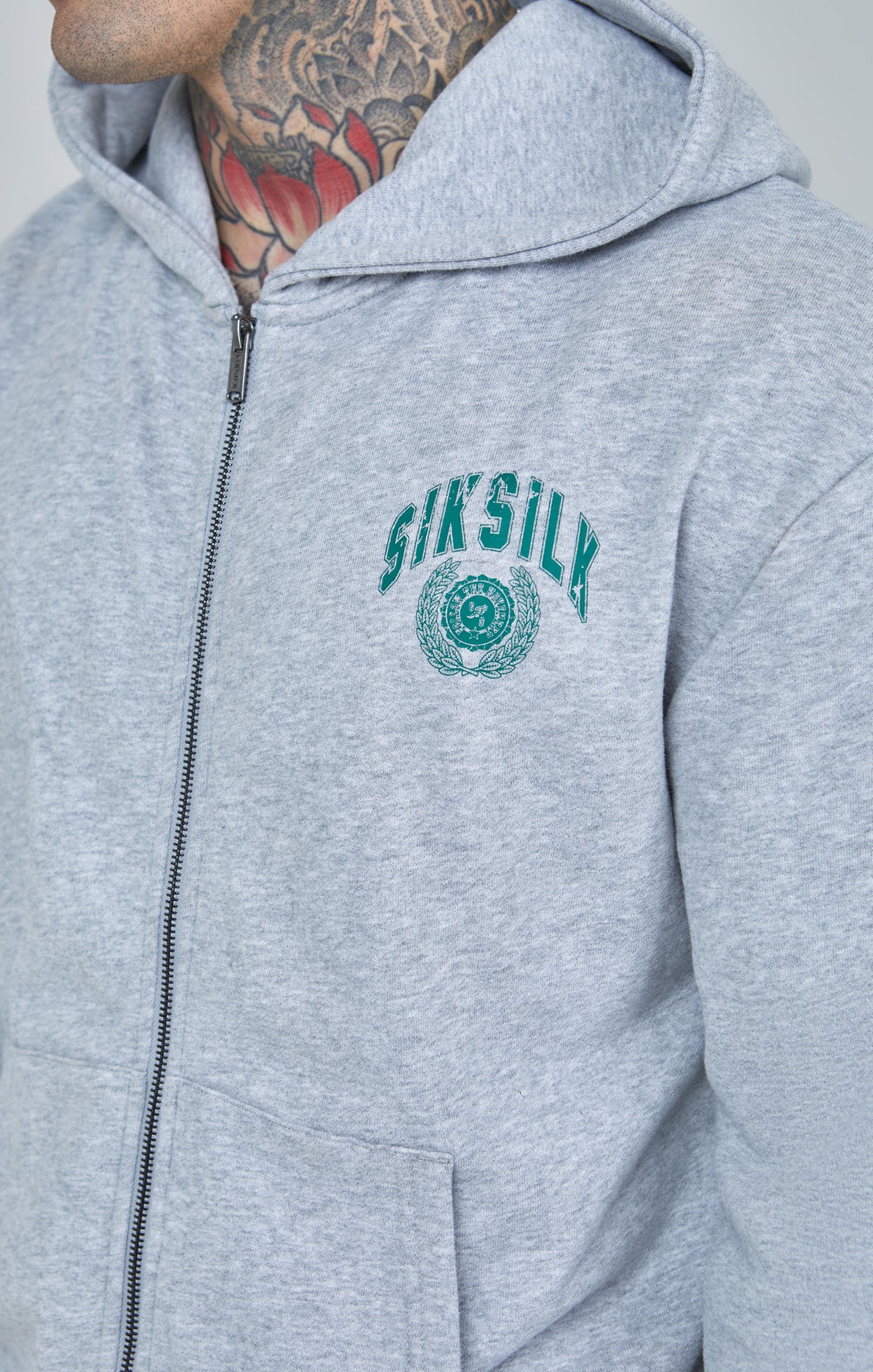 Oversized Varsity Logo Zip Through Hoodie - Image 6