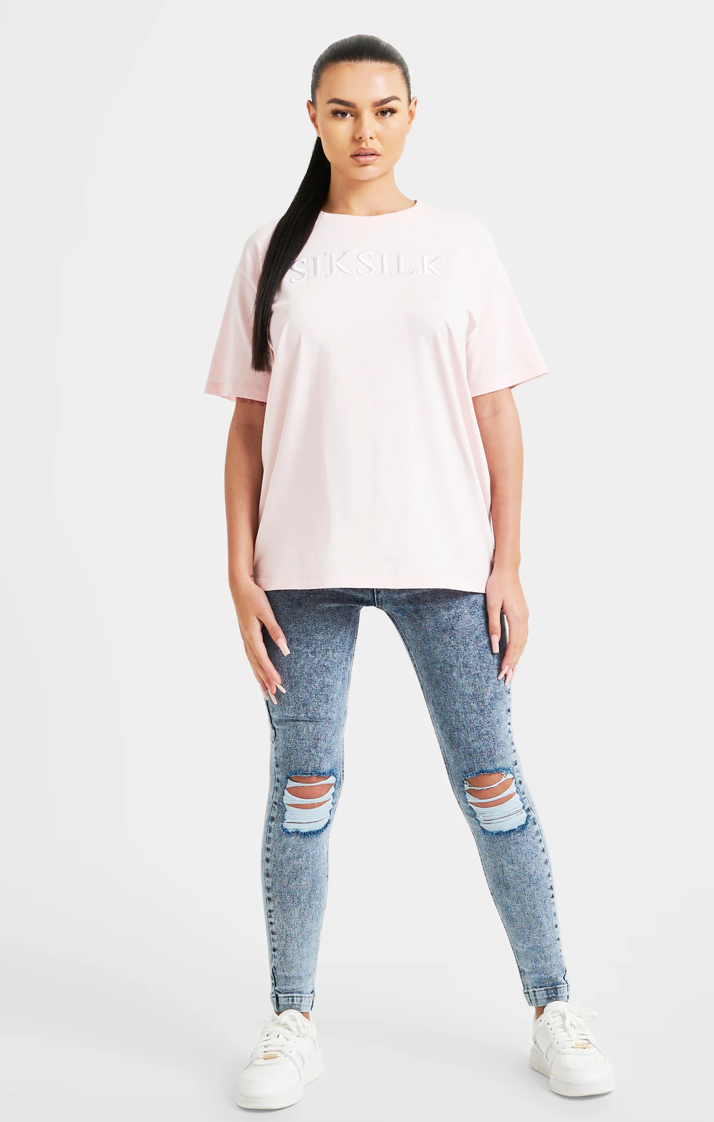 Pink Embroidered Boyfriend T-Shirt - Image 3