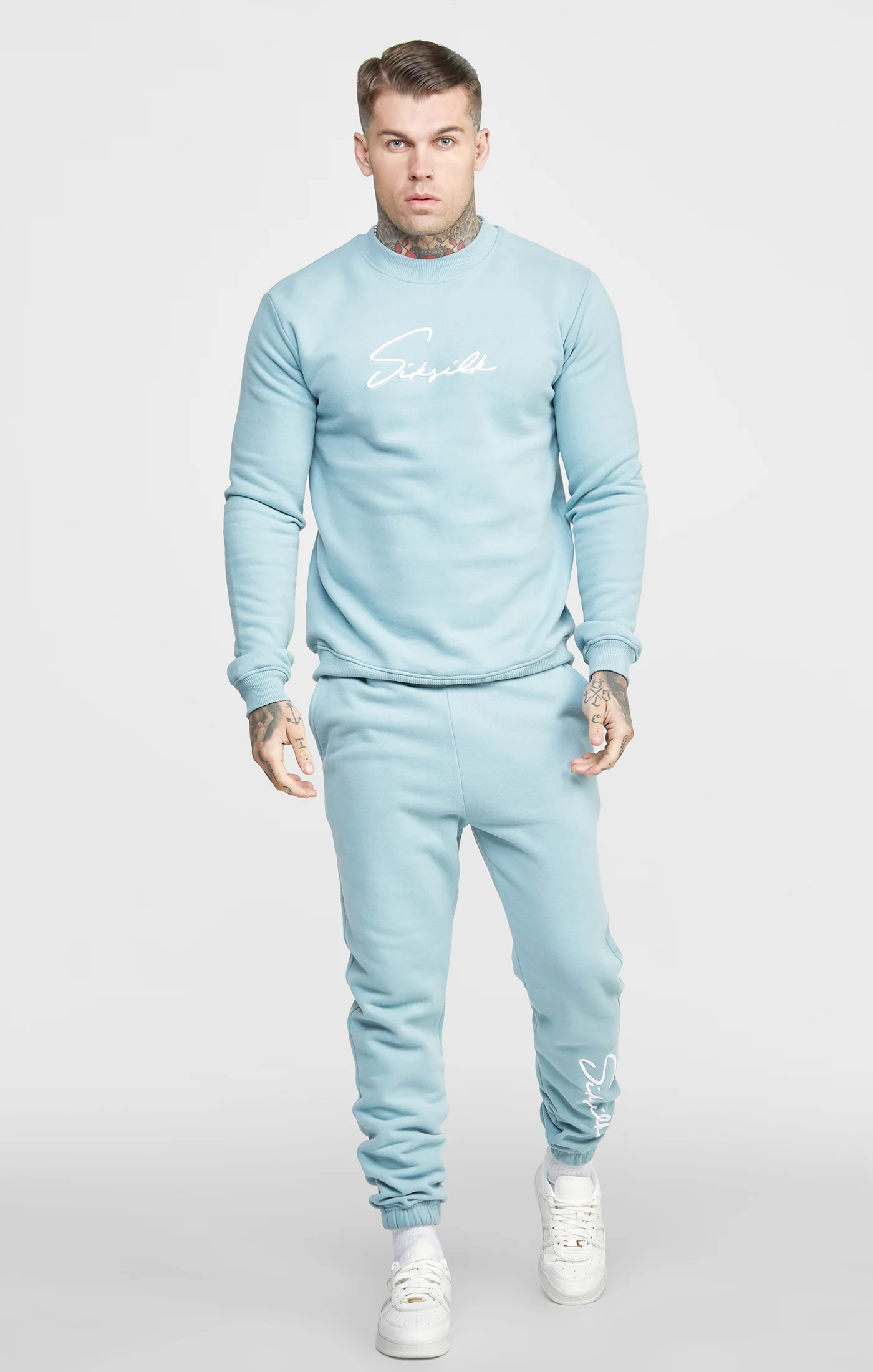 Blue Script Embroidery Jogger - Image 3