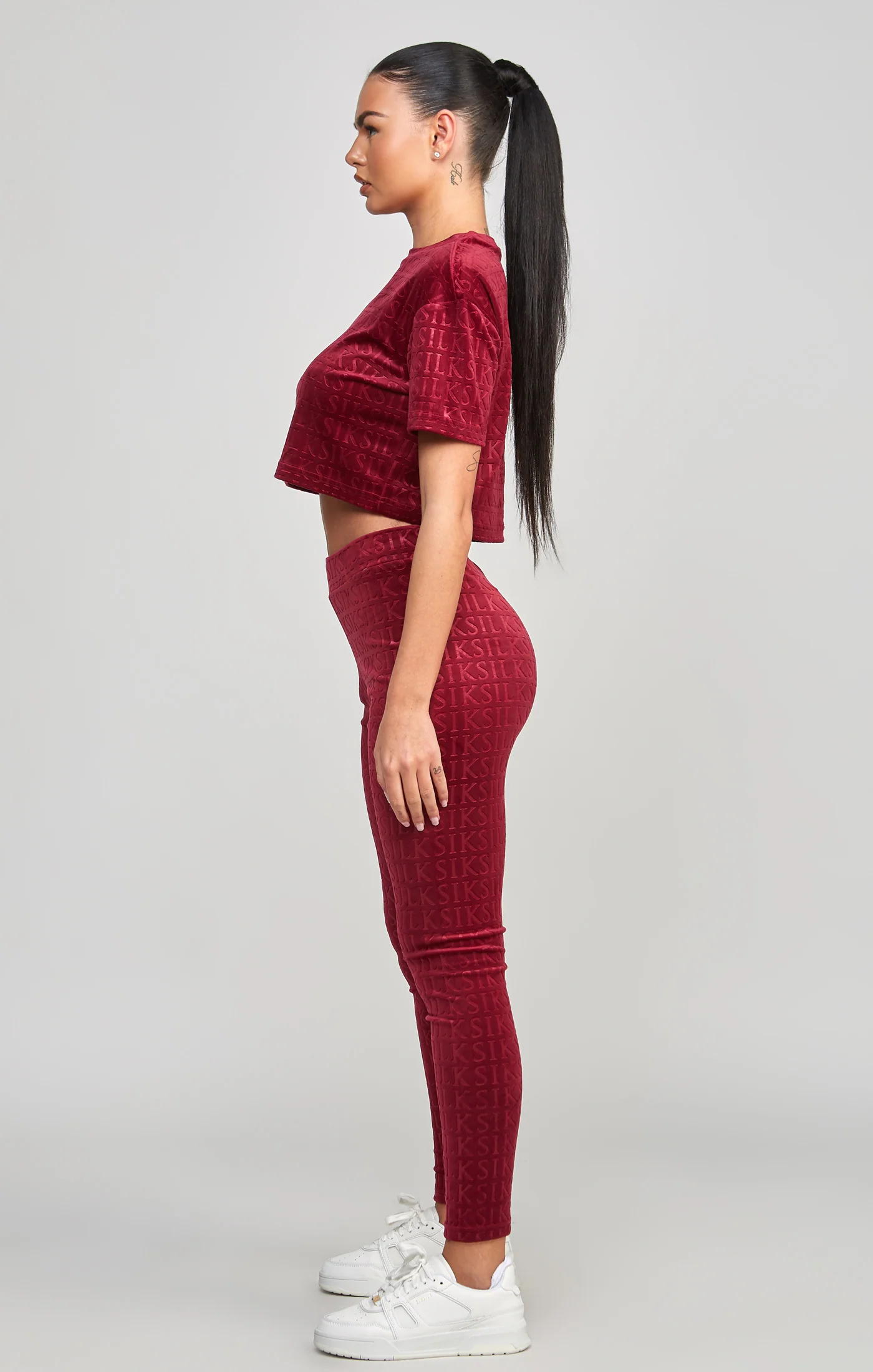 Pink Velour Crop T-Shirt - Image 4