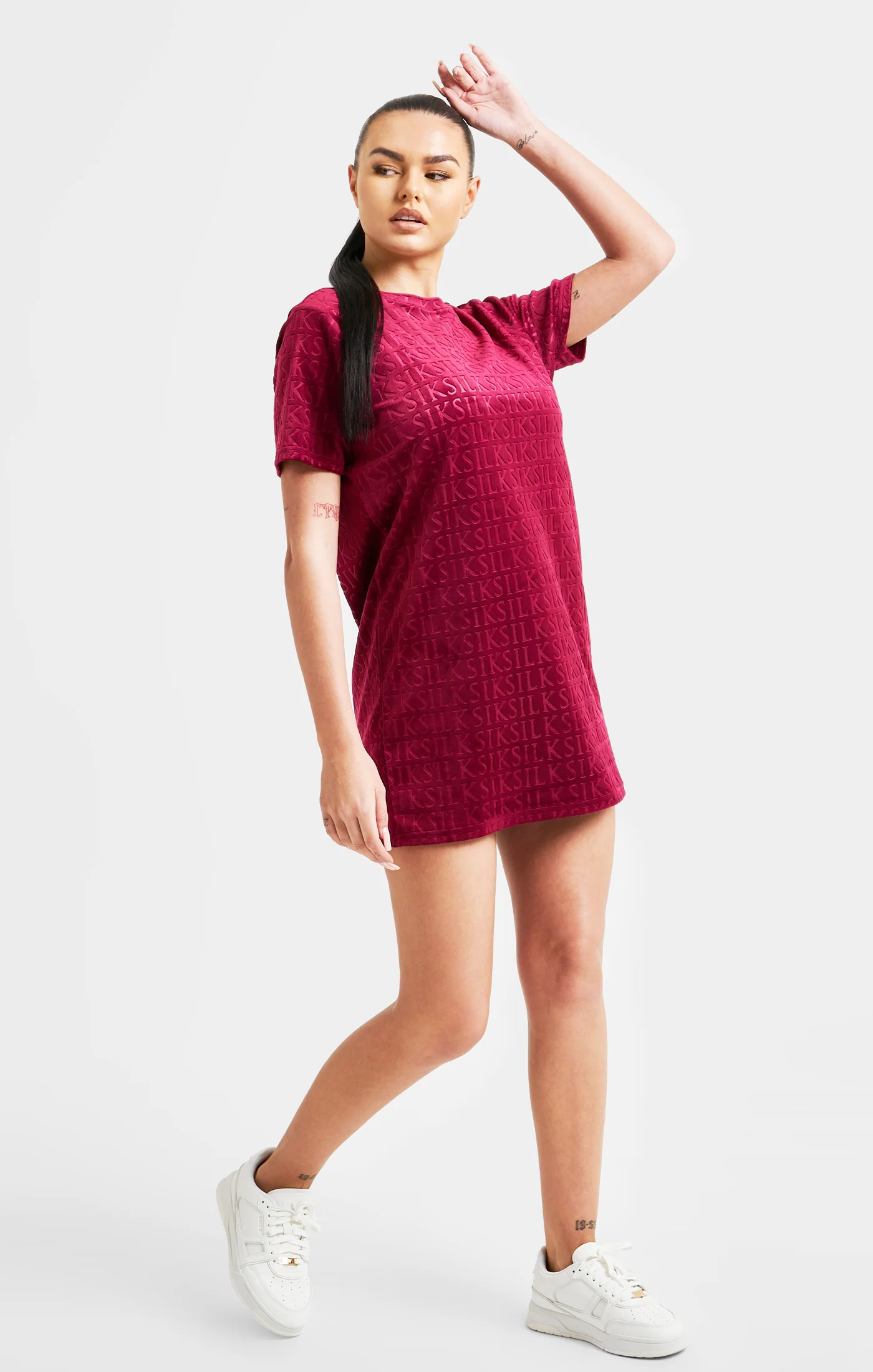 Pink Velour T-Shirt Dress - Image 4