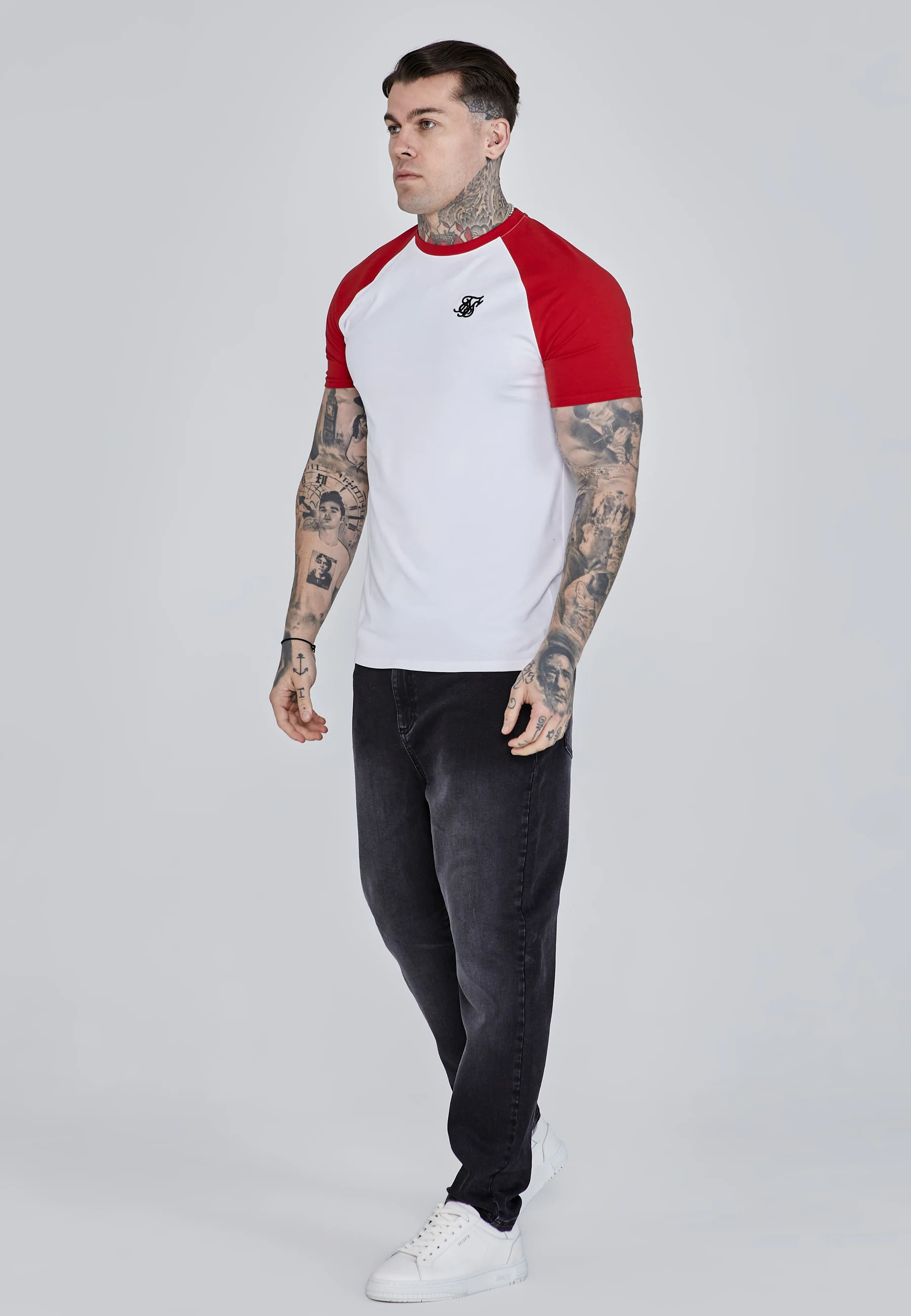 White Red Raglan T-Shirt - Image 4