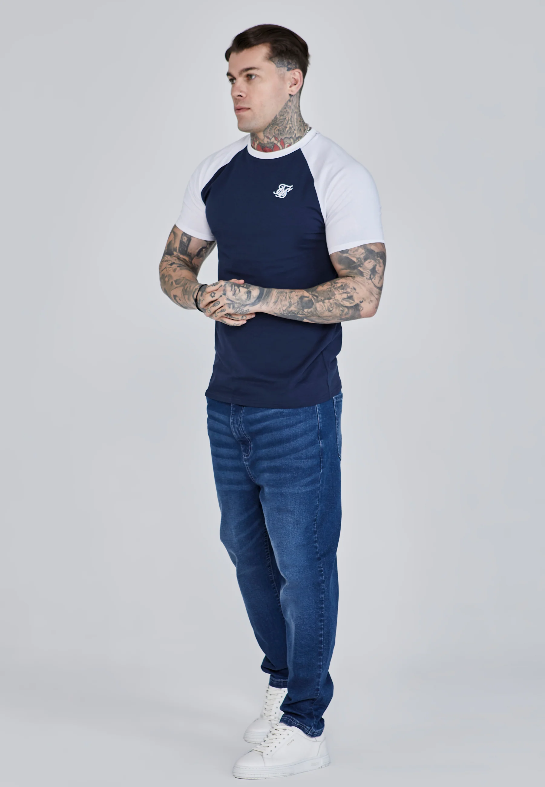 Navy White Raglan T-Shirt - Image 4