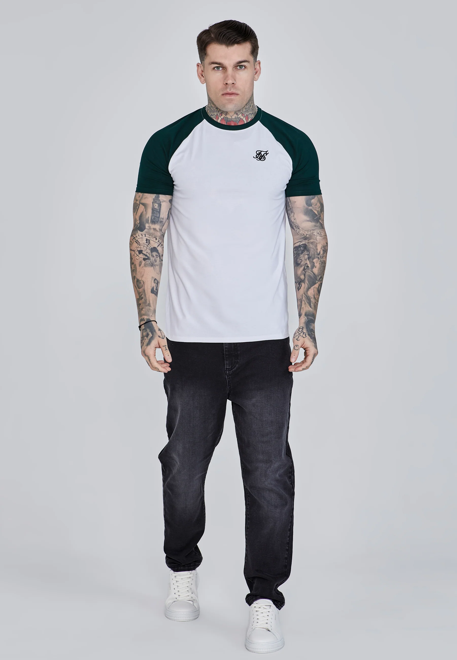 White Green Raglan T-Shirt - Image 2