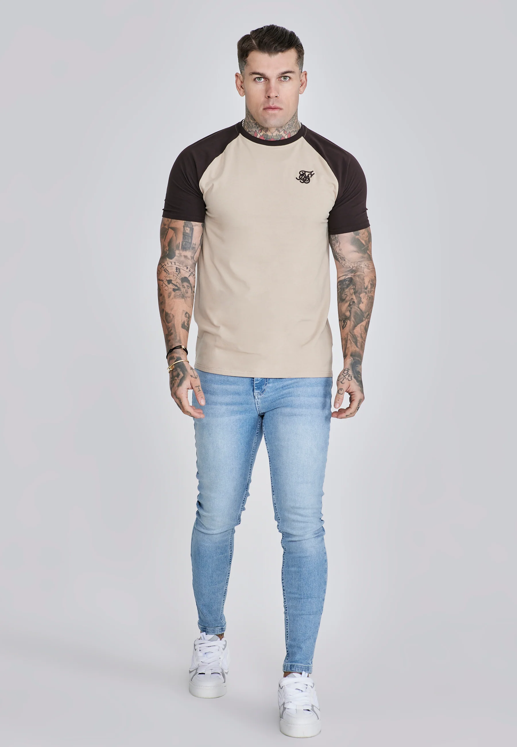 Beige Brown Raglan T-Shirt - Image 3