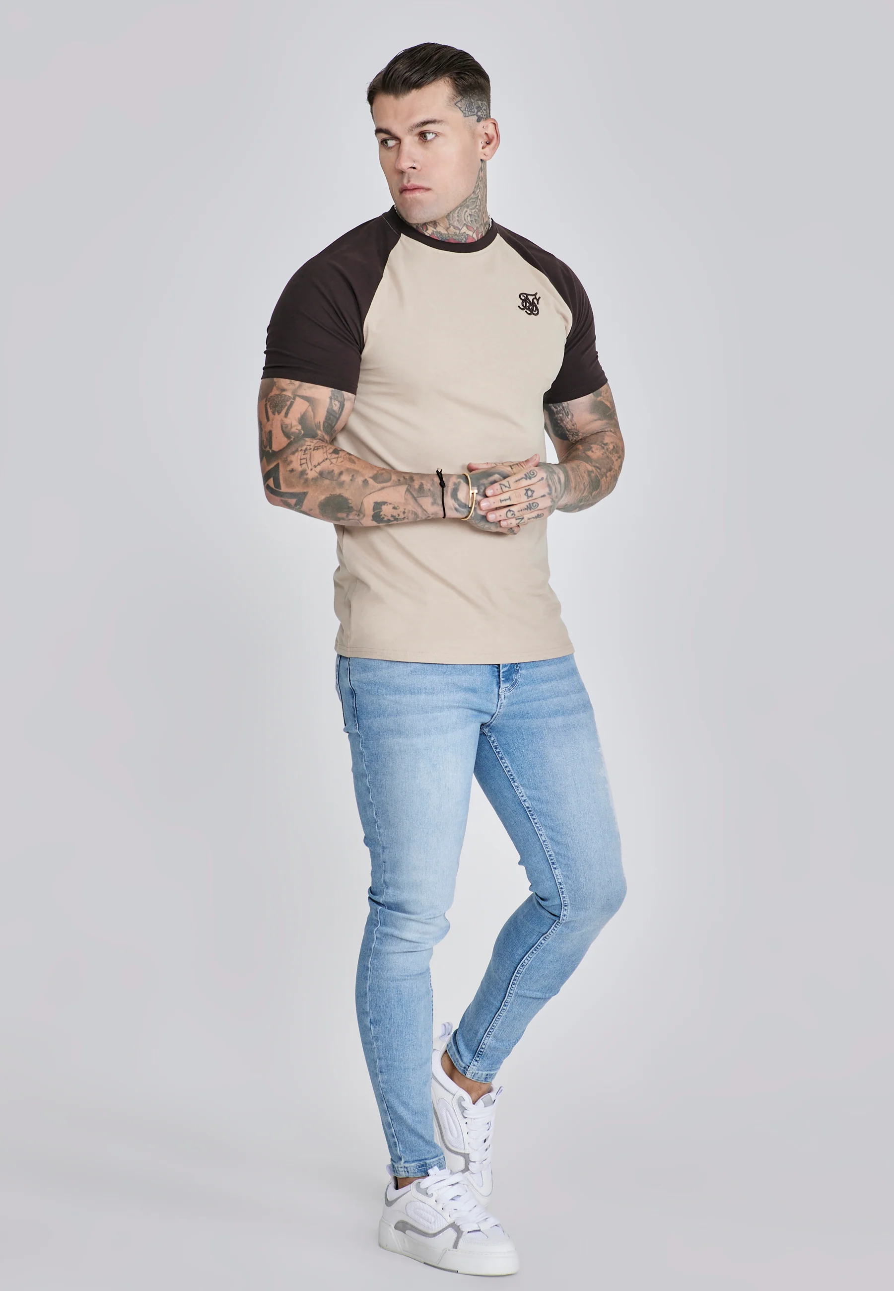 Beige Brown Raglan T-Shirt - Image 4