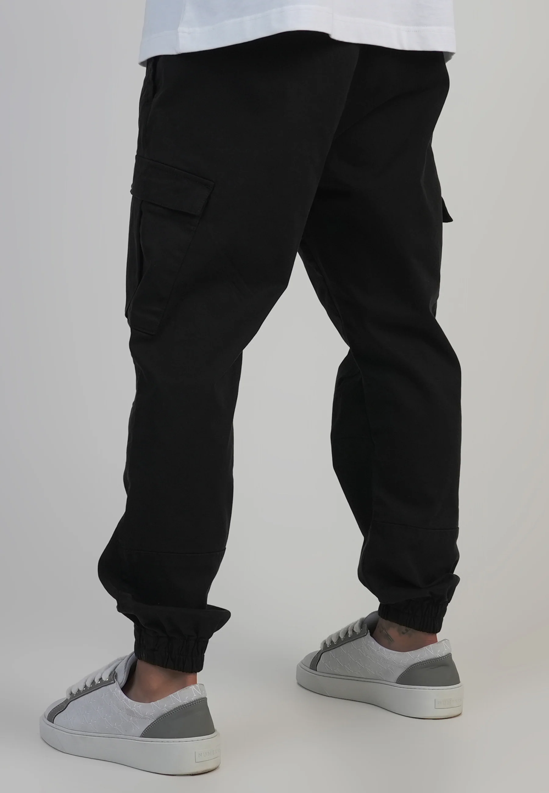 Black Regular Fit Cargos - Image 3