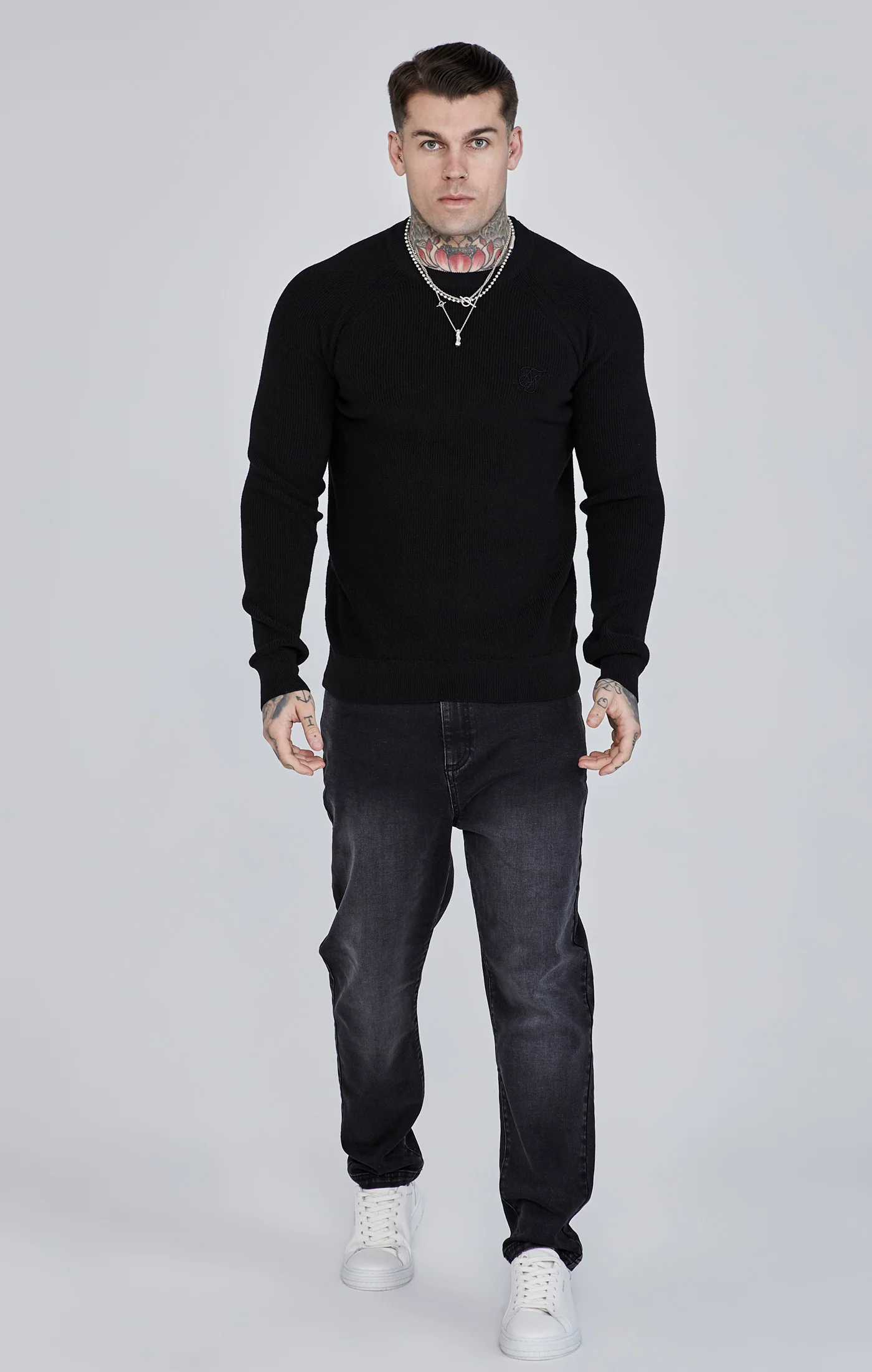Black Rib Knit Sweater - Image 2