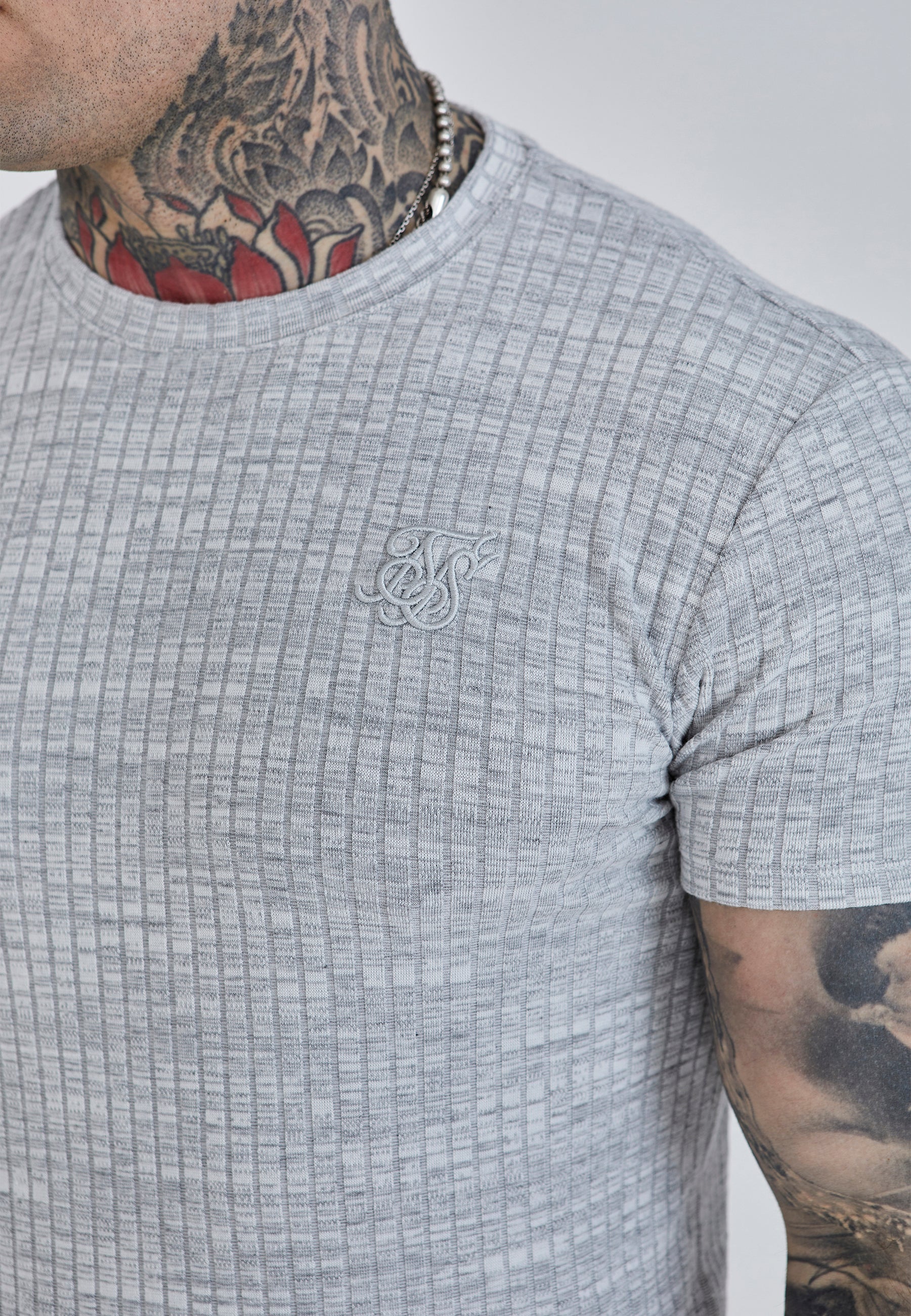 Light Grey Rib Knit T-Shirt - Image 3