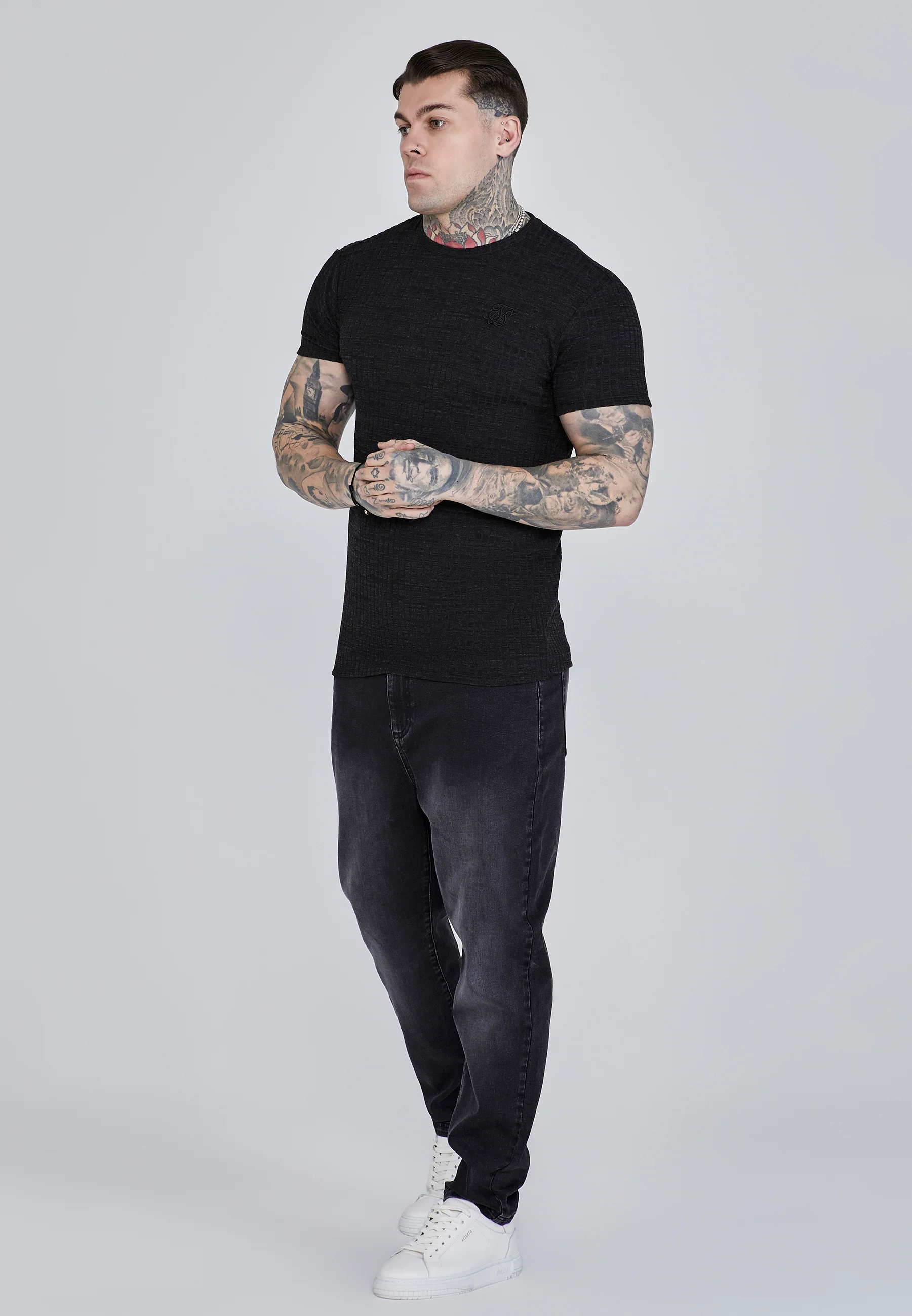 Black Rib Knit T-Shirt - Image 4
