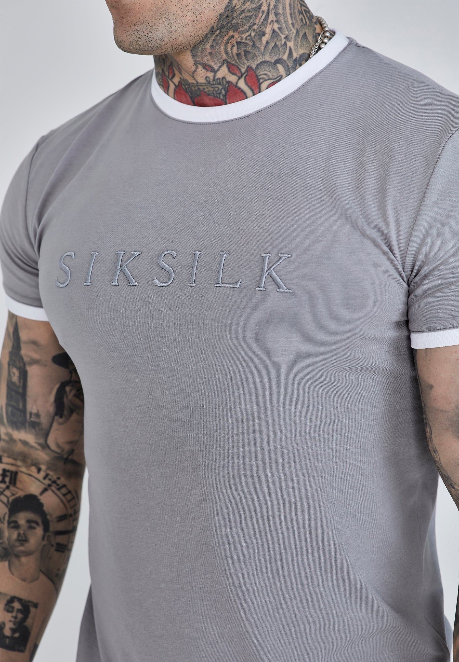 Grey Ringer T-Shirt - Image 2