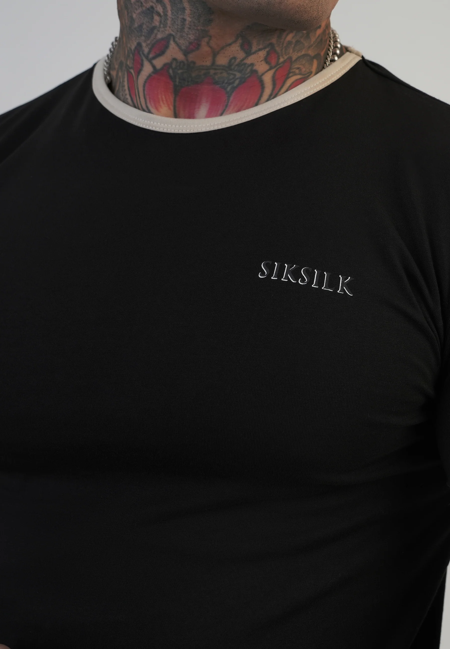 Black and Ecru Ringer T-Shirt - Image 3